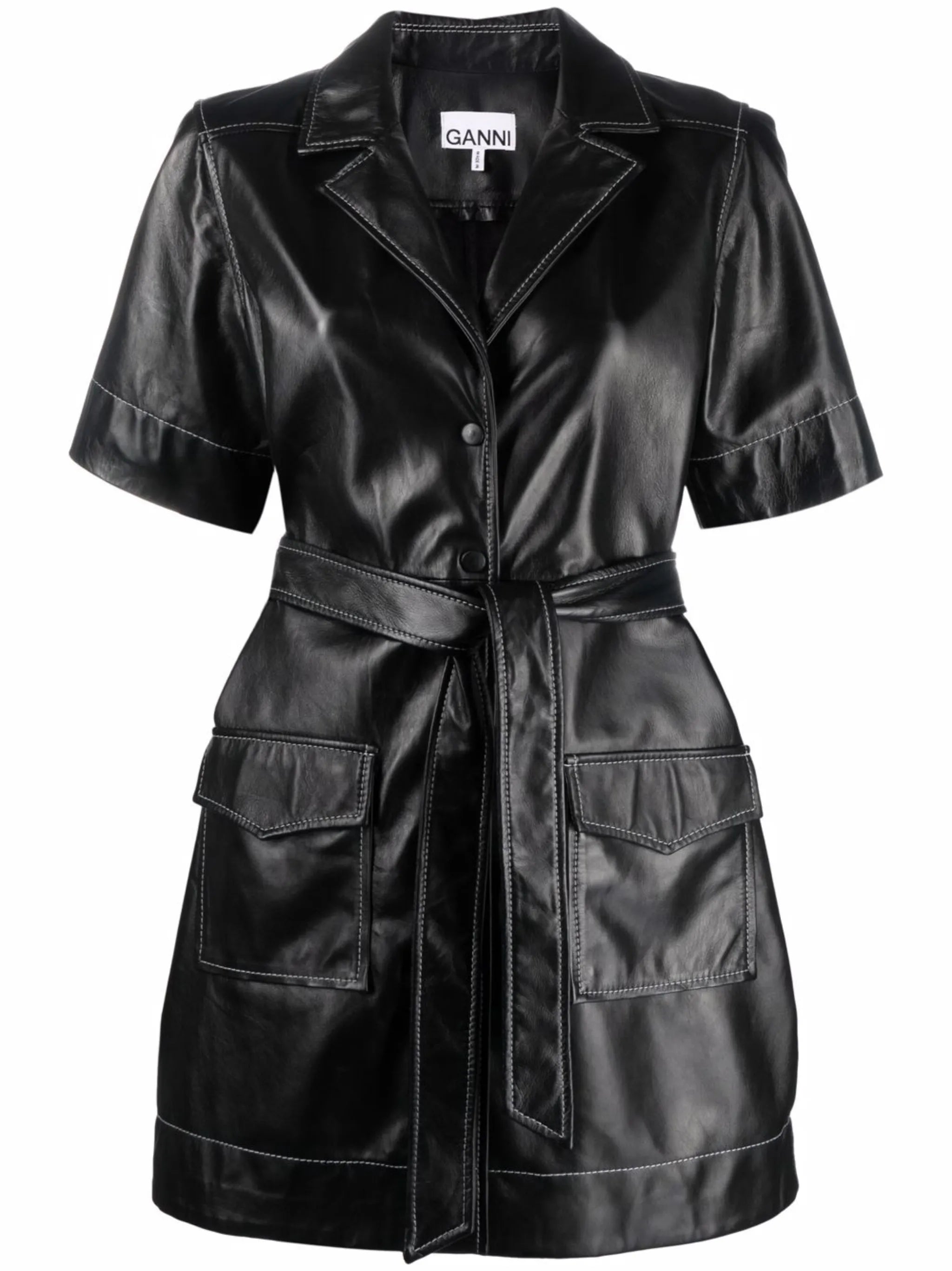 leather shirt minidress