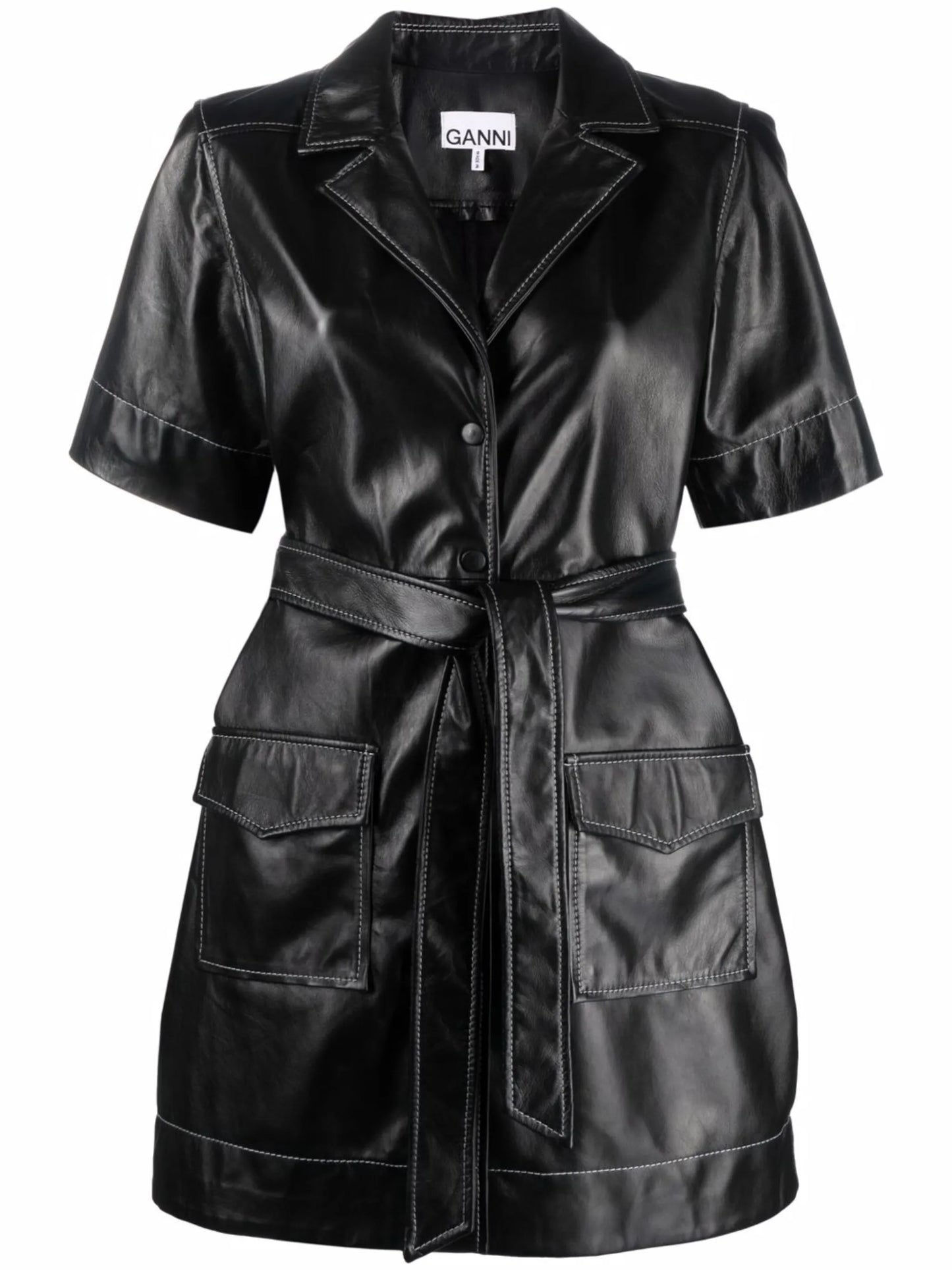 leather shirt minidress