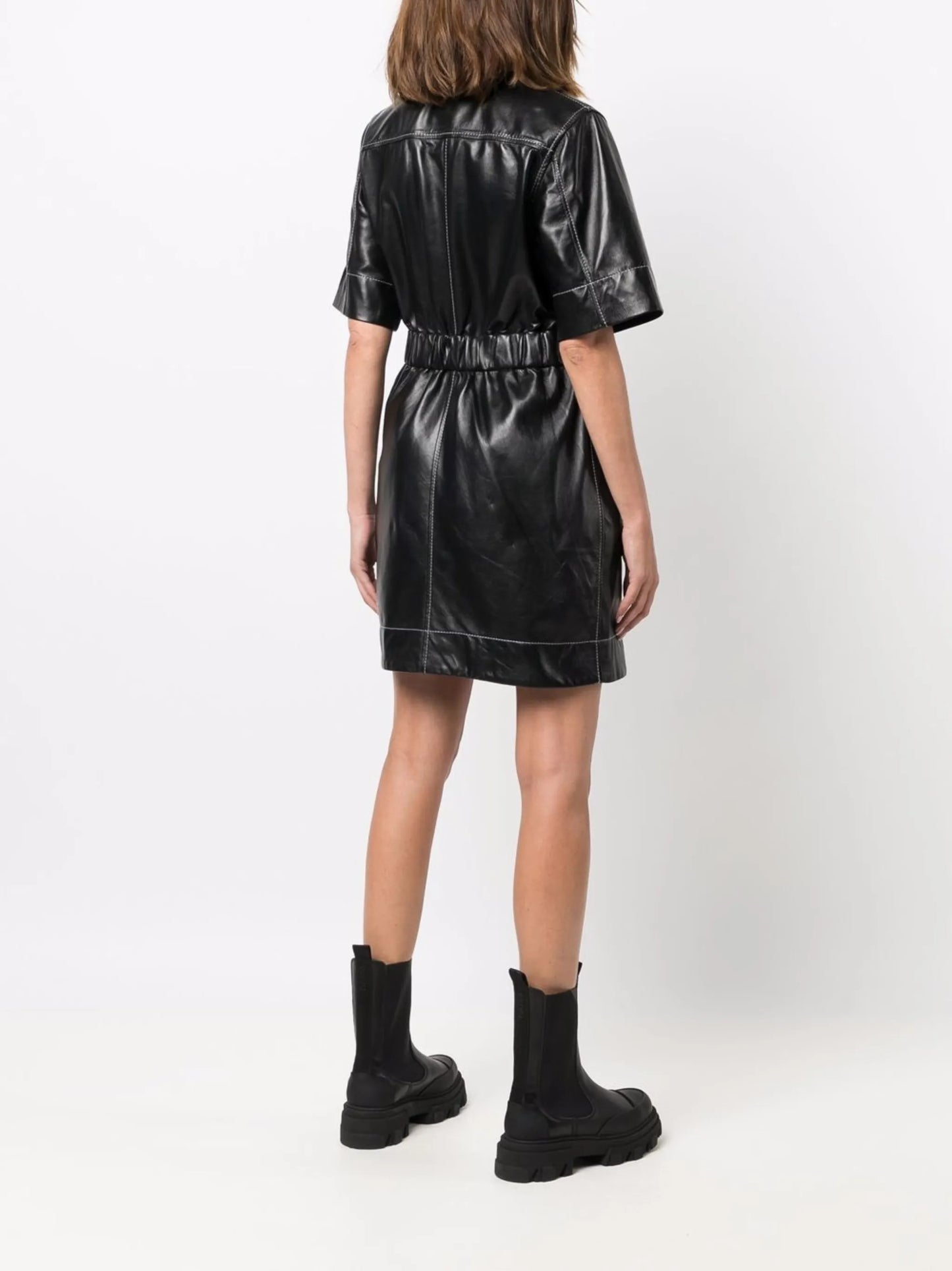 leather shirt minidress