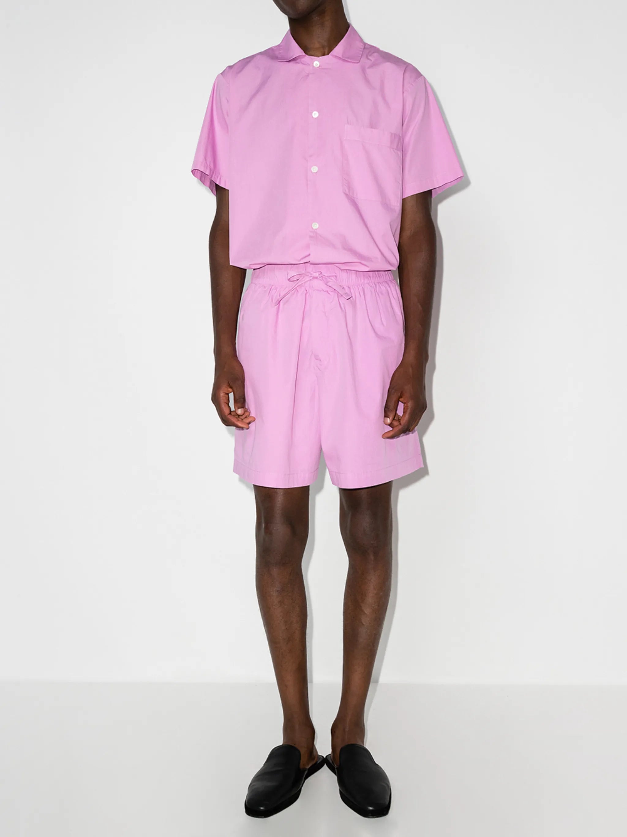 high-waist drawstring poplin shorts