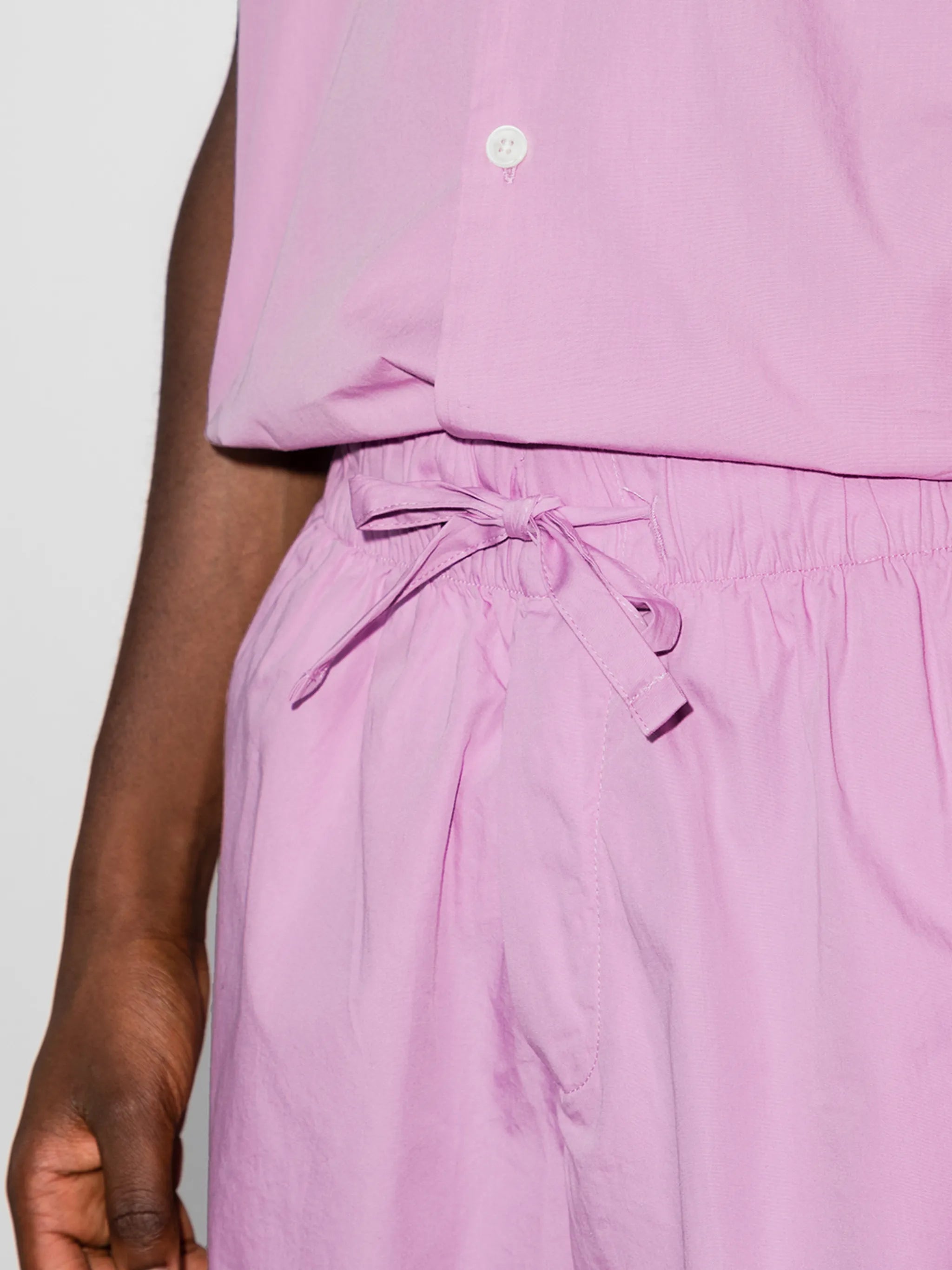 high-waist drawstring poplin shorts