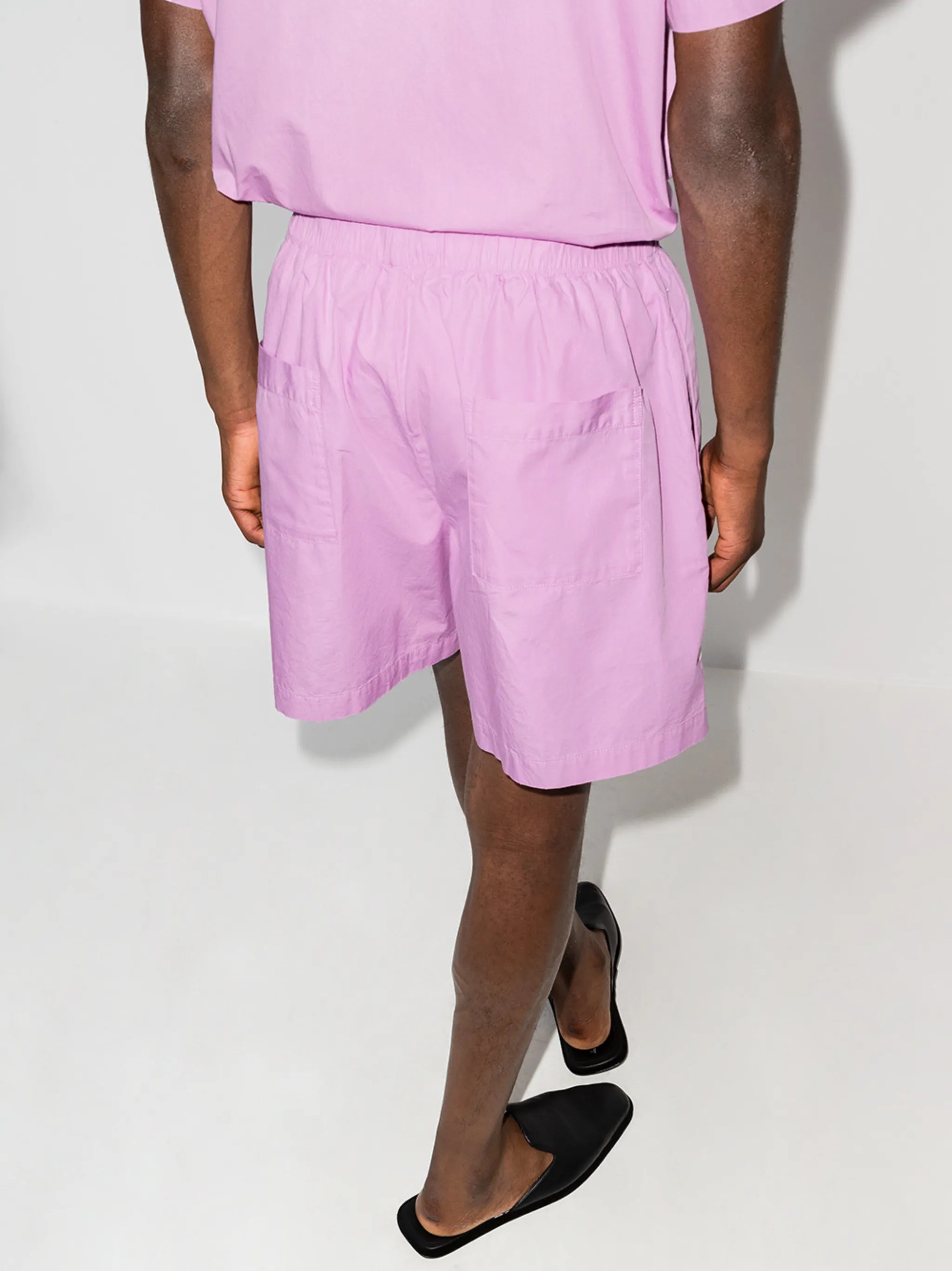 high-waist drawstring poplin shorts