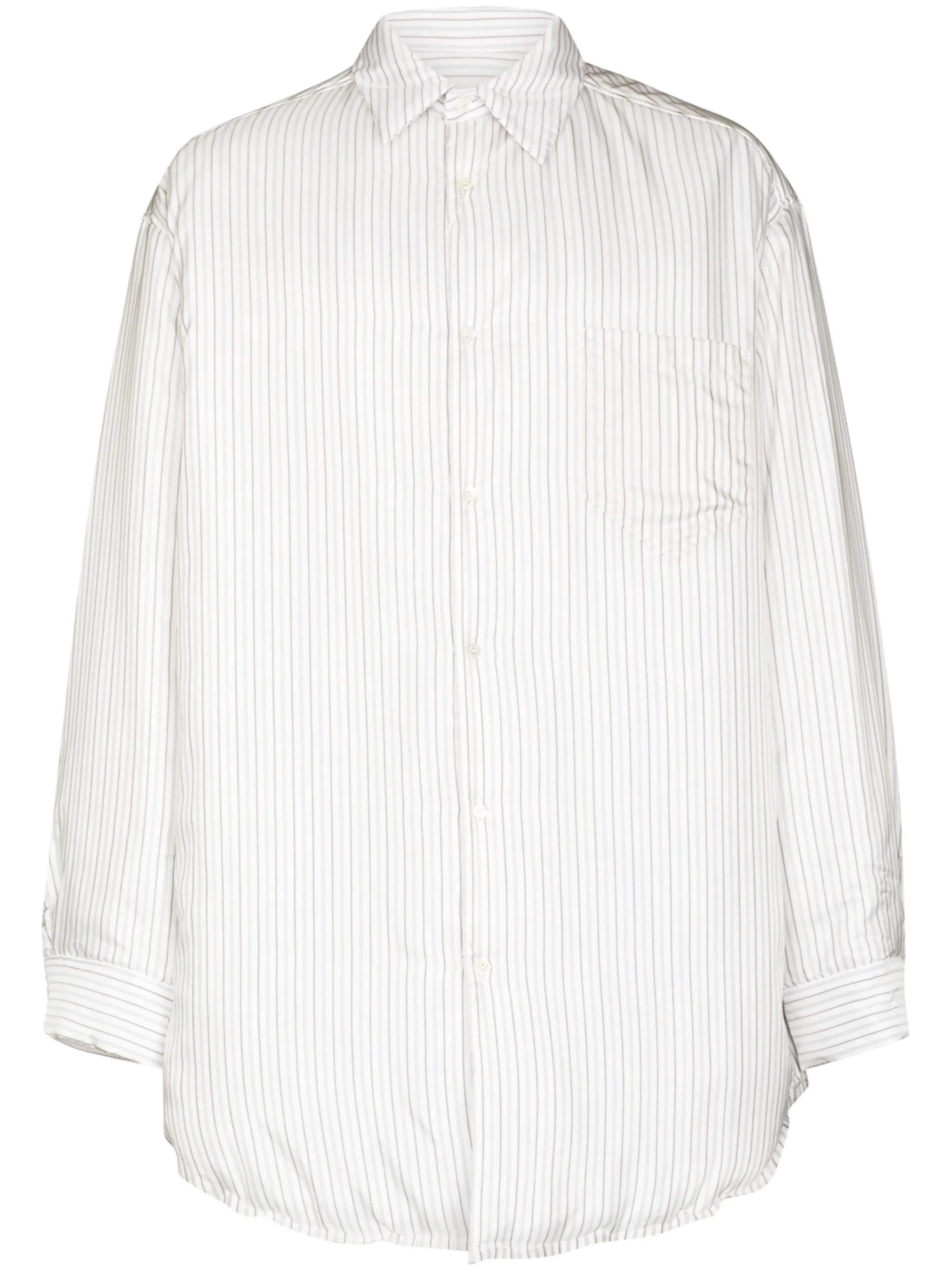 padded pinstriped shirt