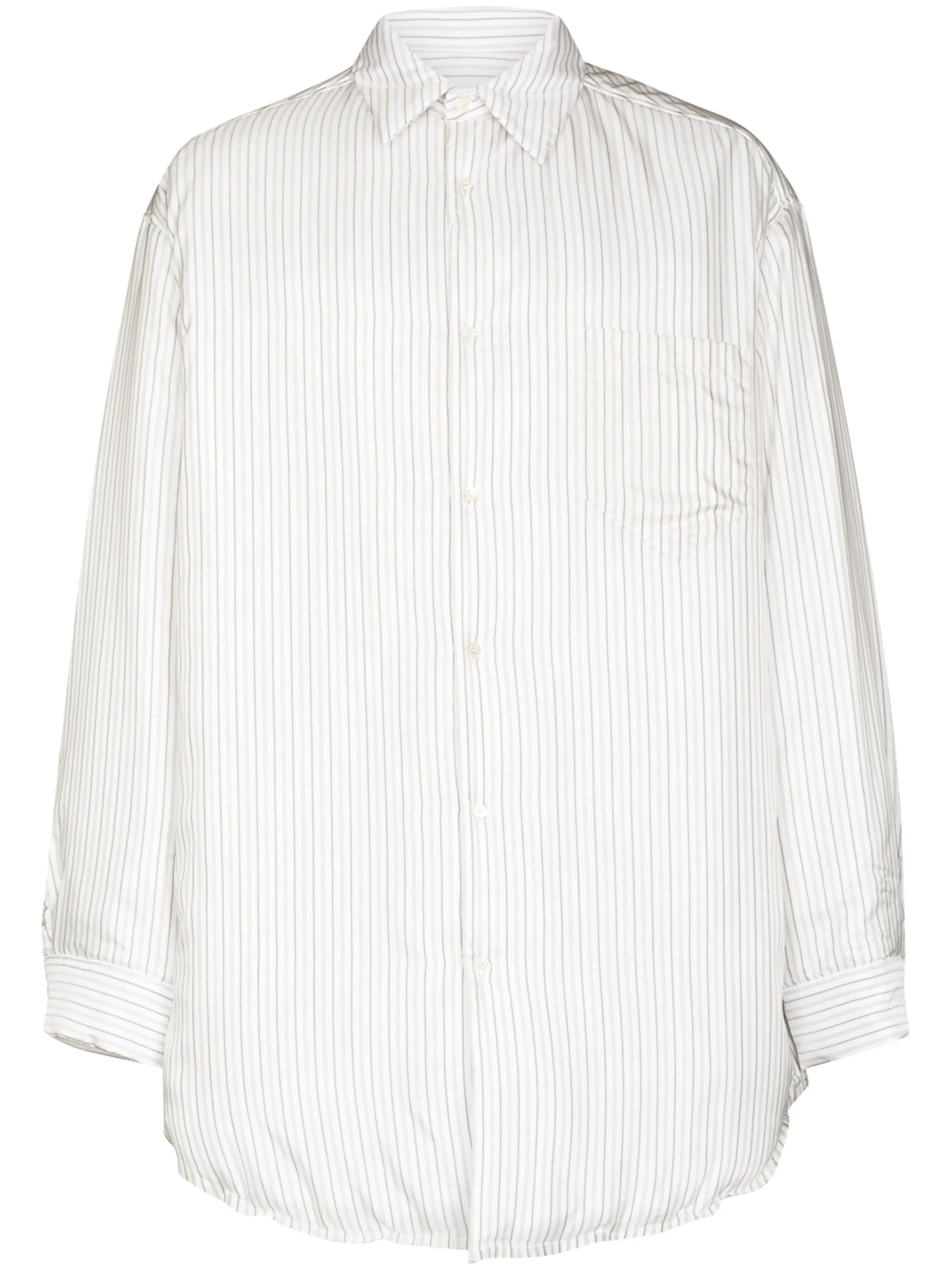 padded pinstriped shirt