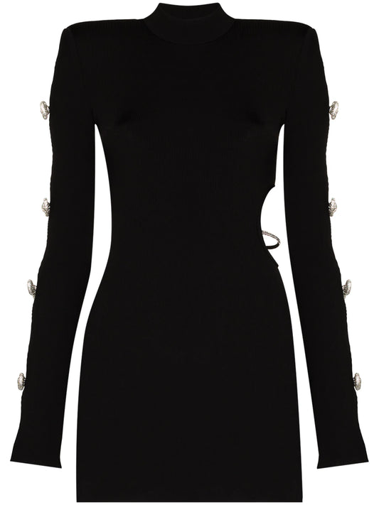 cutout crystal-bow minidress