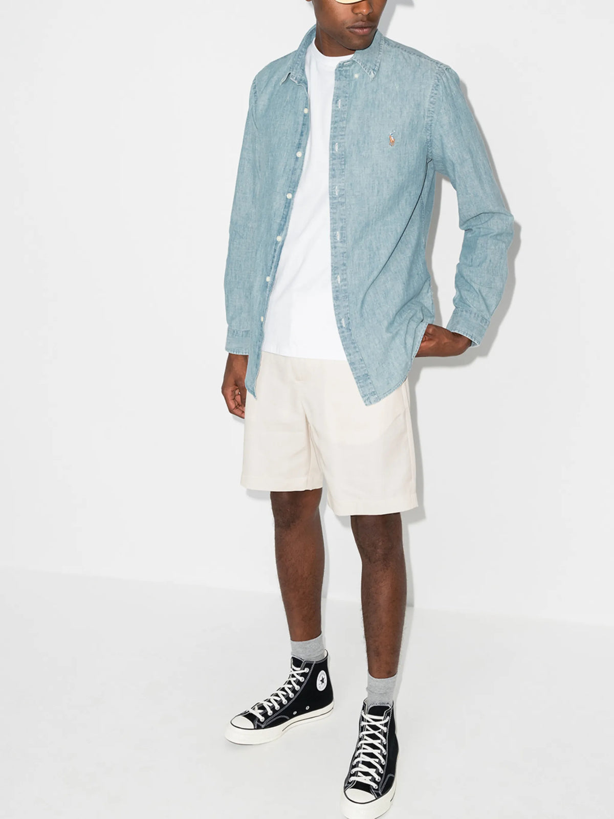 logo-embroidered button-down shirt