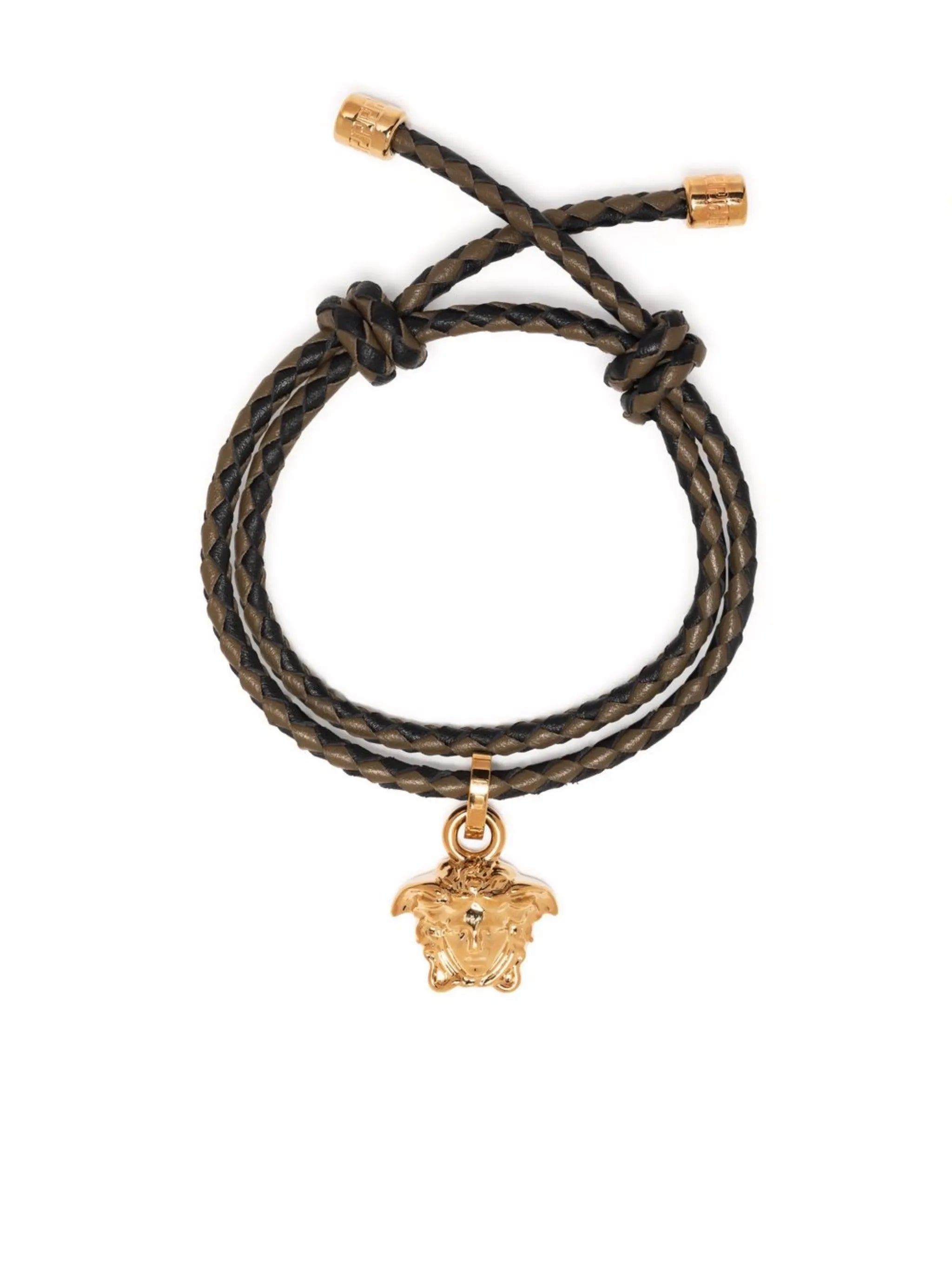 Medusa head charm braided bracelet