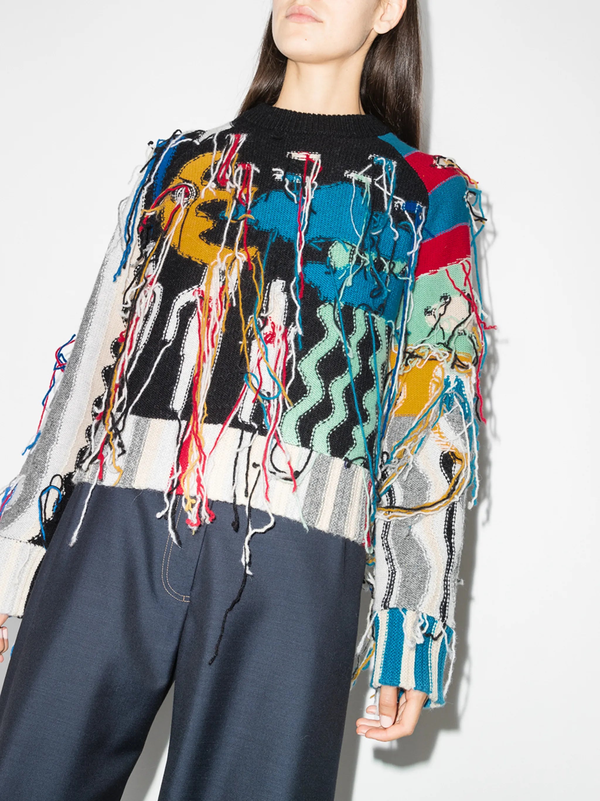 Guddle patchwork fringed jumper