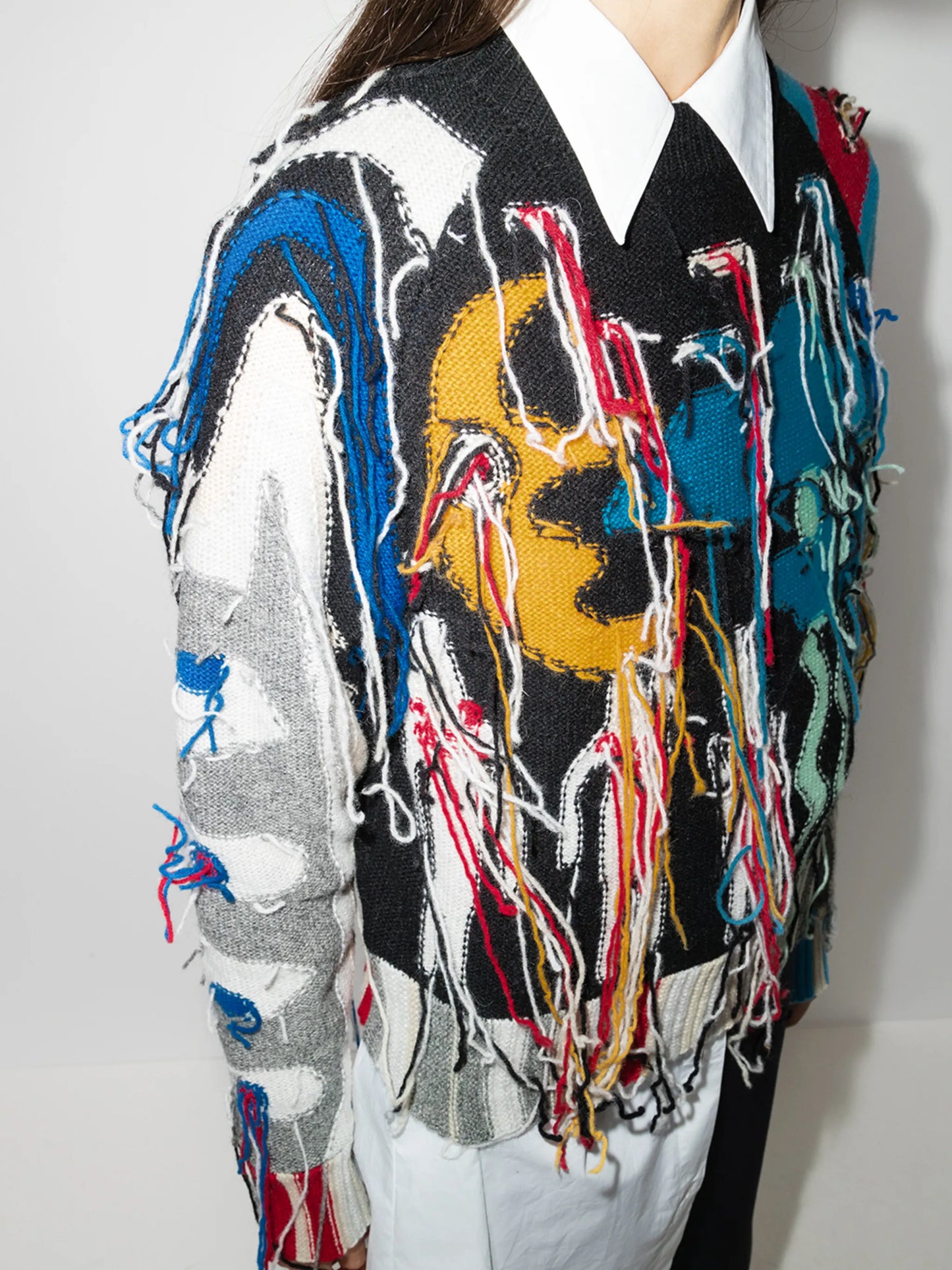 Guddle patchwork fringed jumper