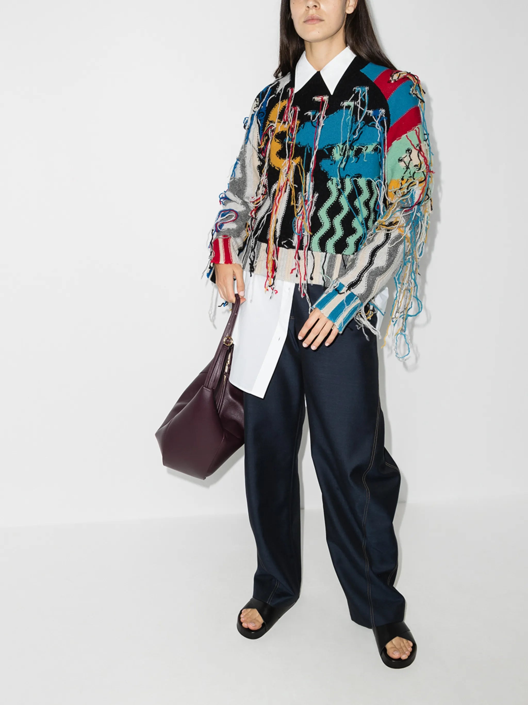 Guddle patchwork fringed jumper