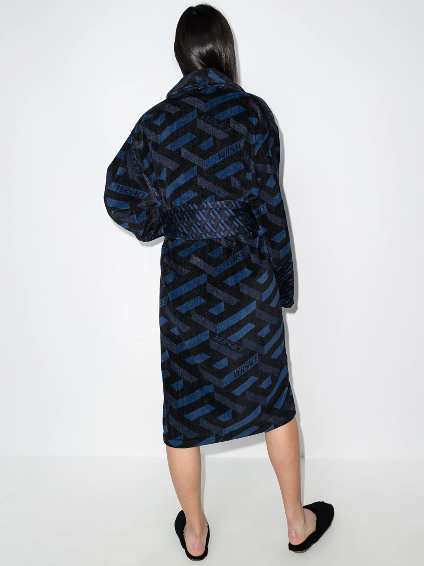 Barocco-pattern belted robe