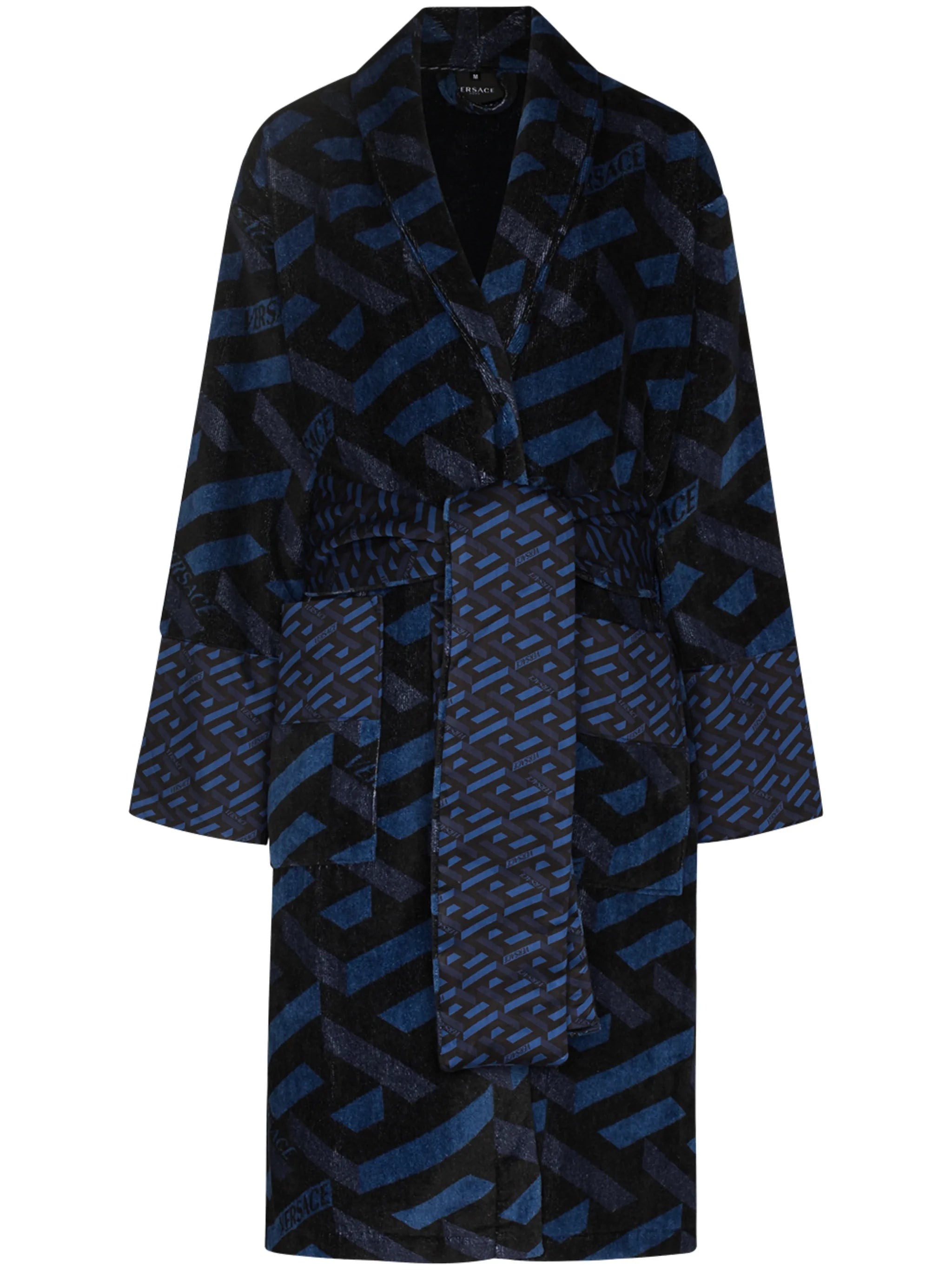 Barocco-pattern belted robe
