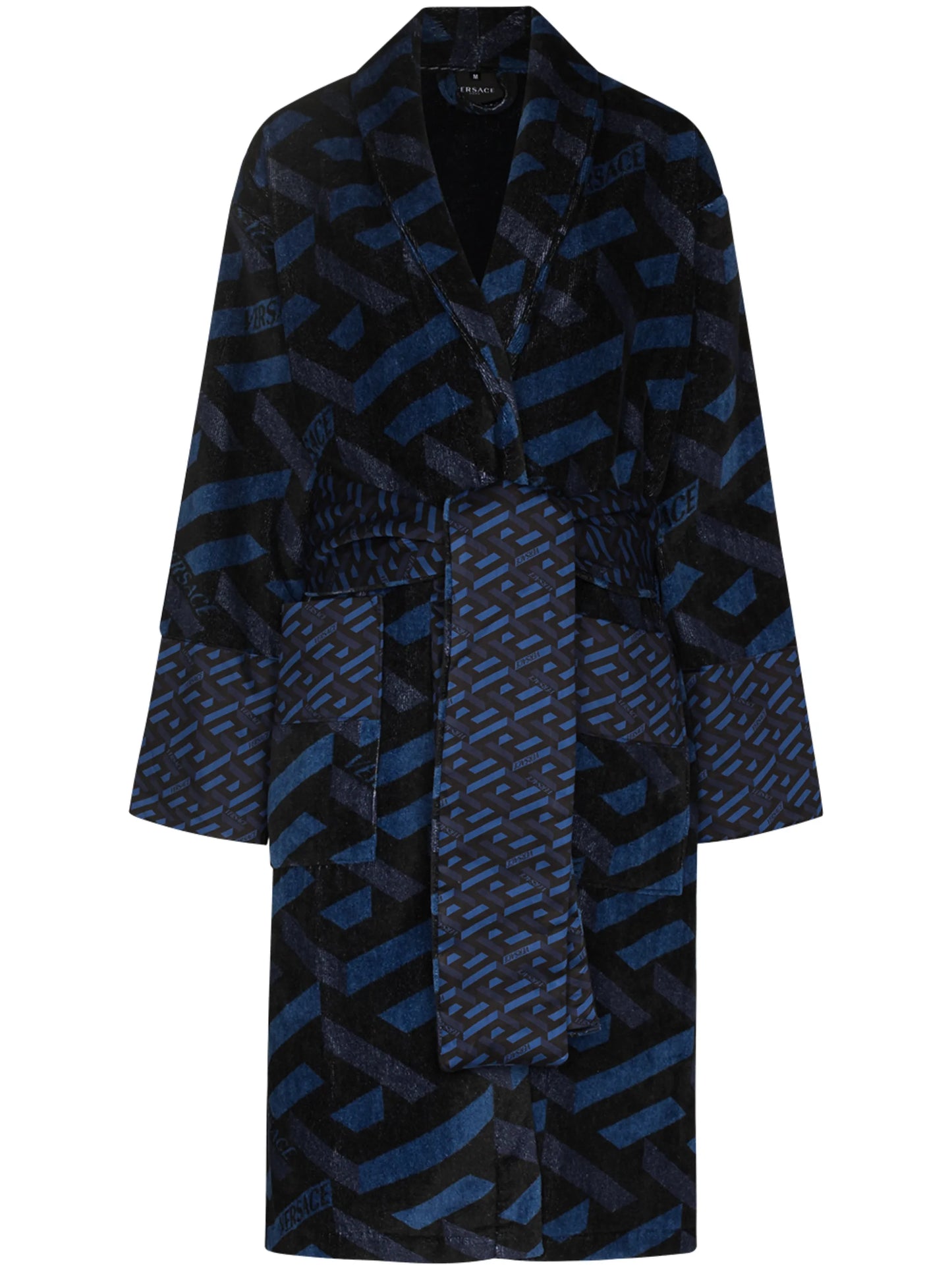 Barocco-pattern belted robe