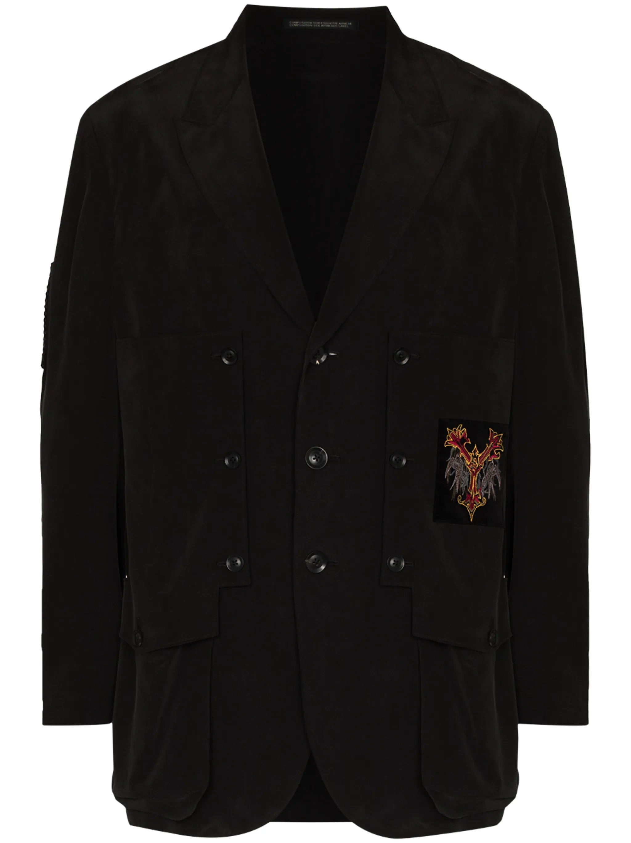 logo-patches silk blazer