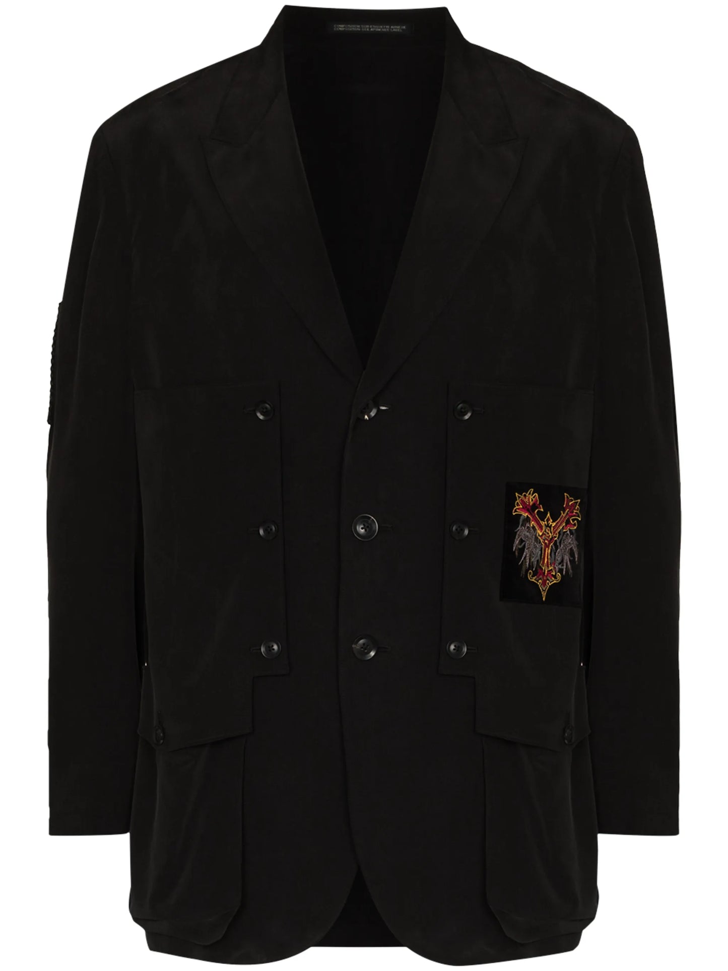 logo-patches silk blazer
