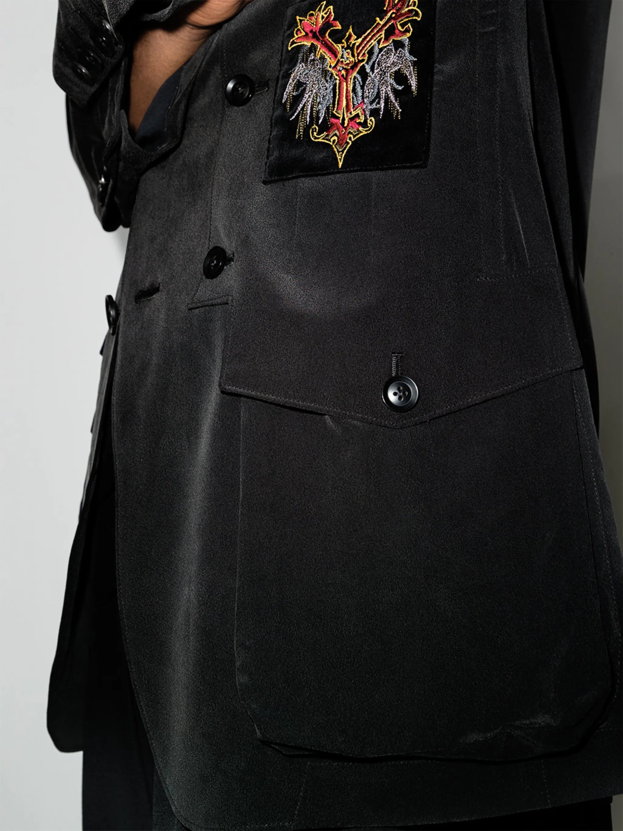 logo-patches silk blazer
