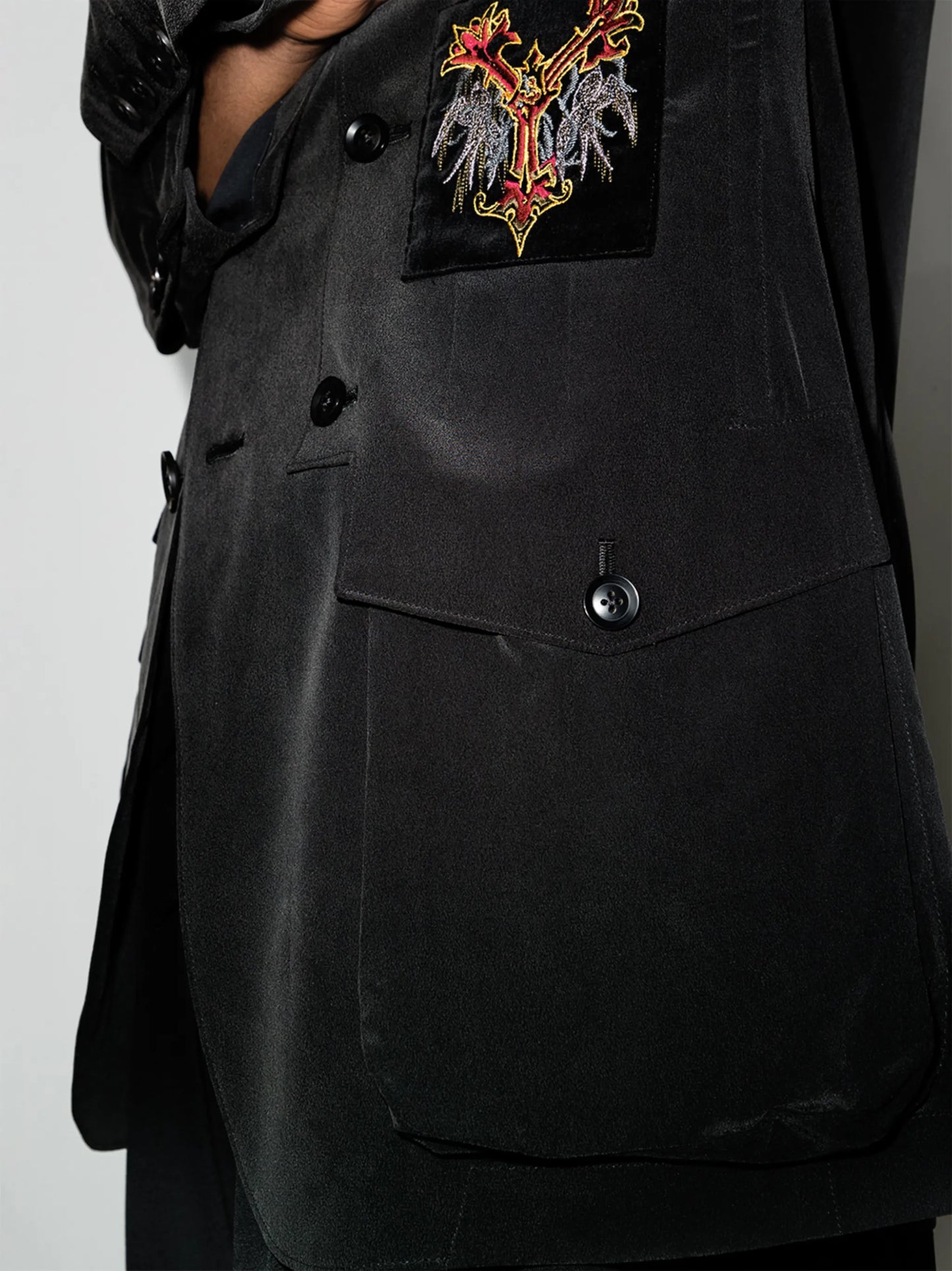 logo-patches silk blazer