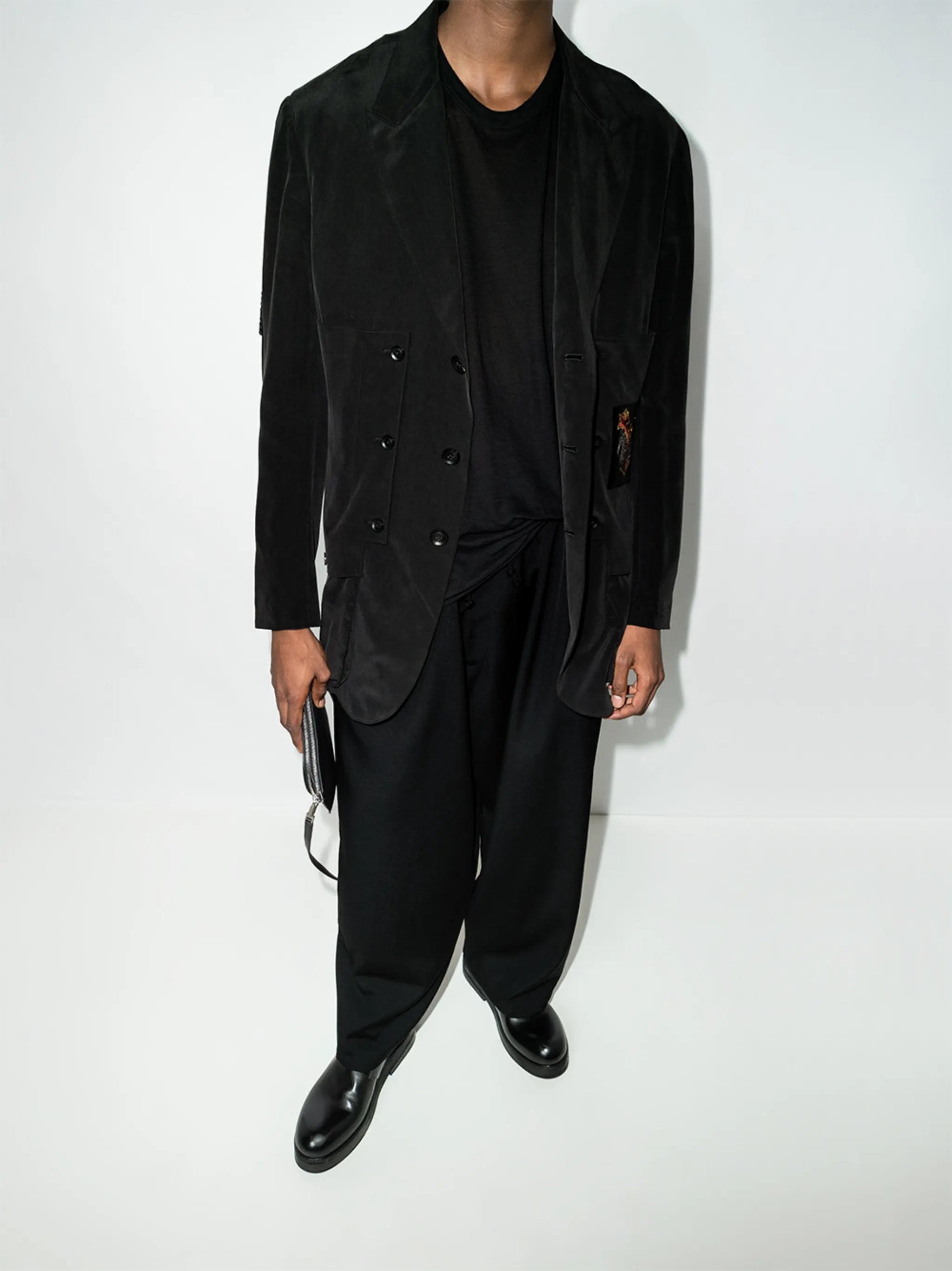 logo-patches silk blazer