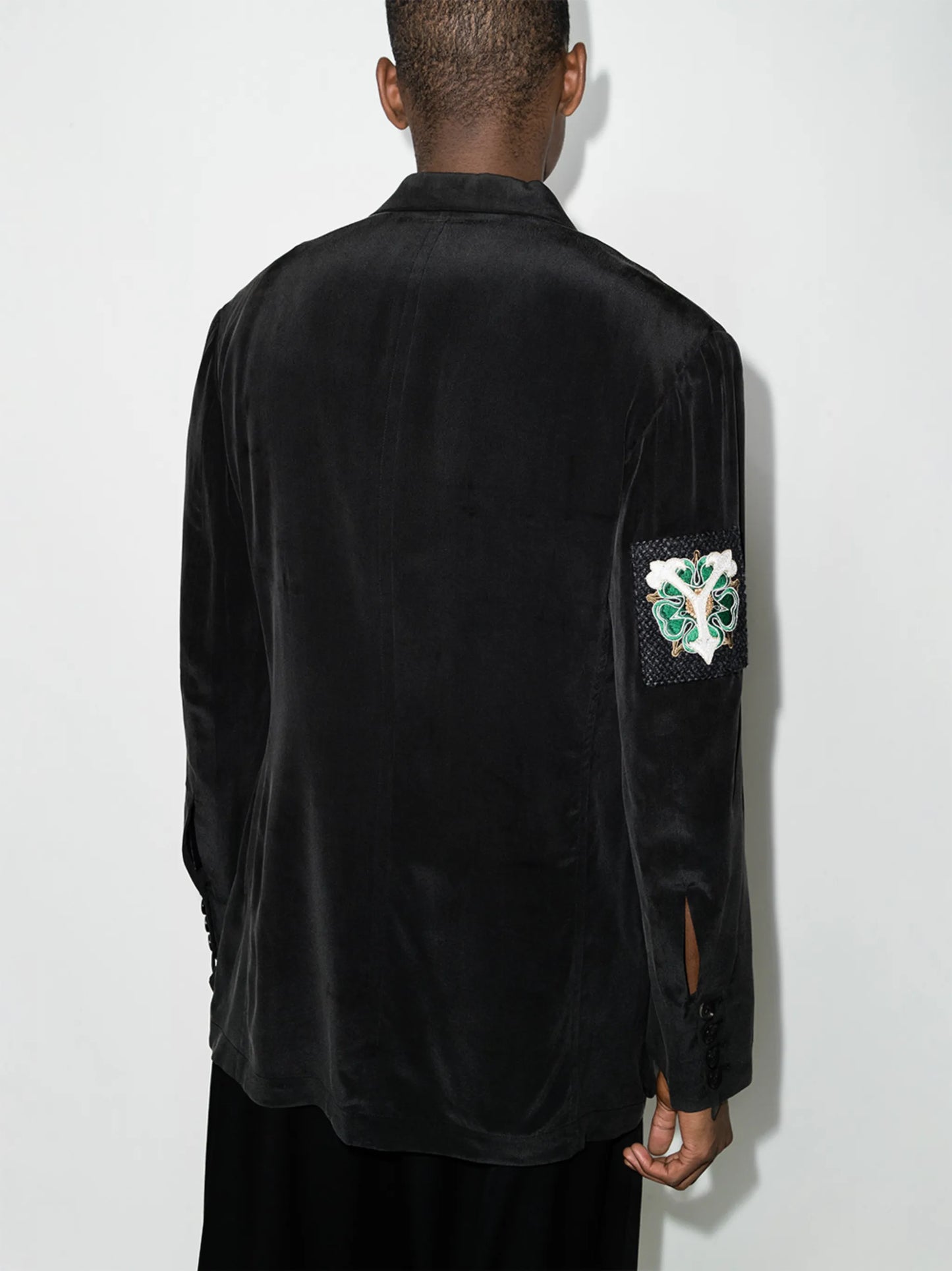logo-patches silk blazer