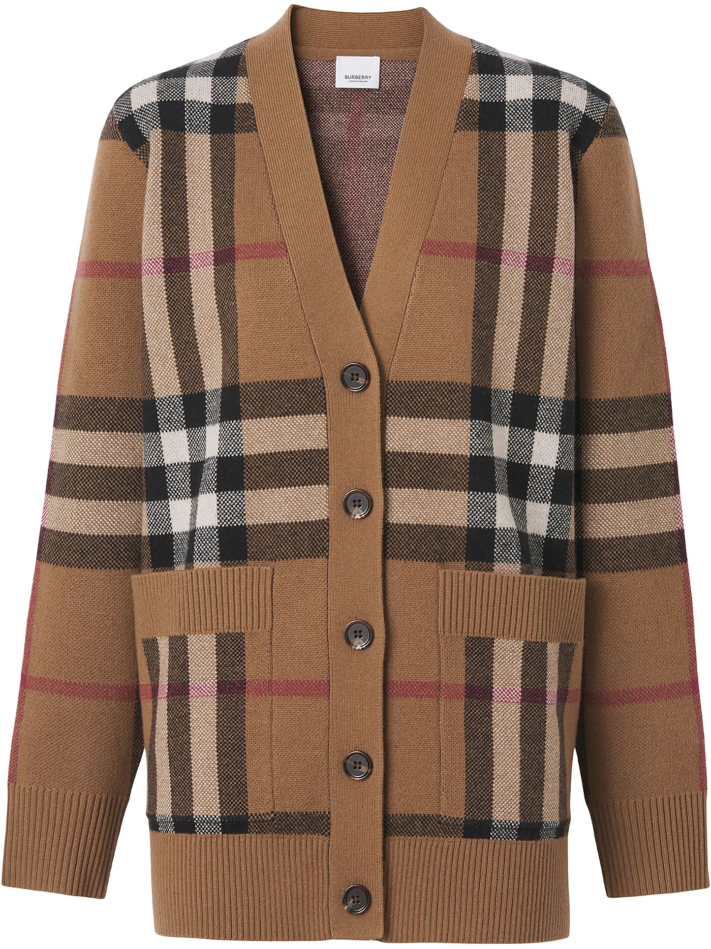 check wool cashmere cardigan