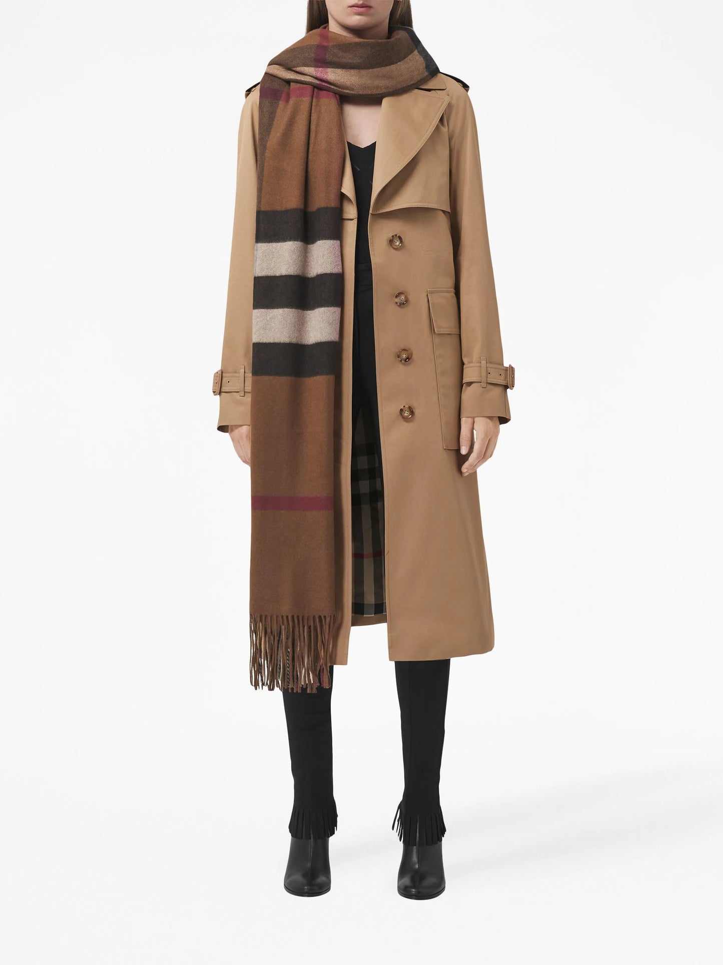 oversized checked cashmere scarf