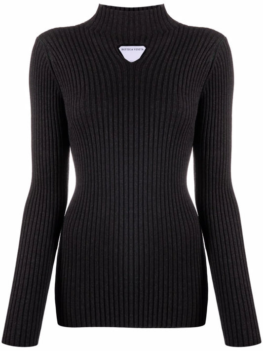 cutout-detail ribbed jumper