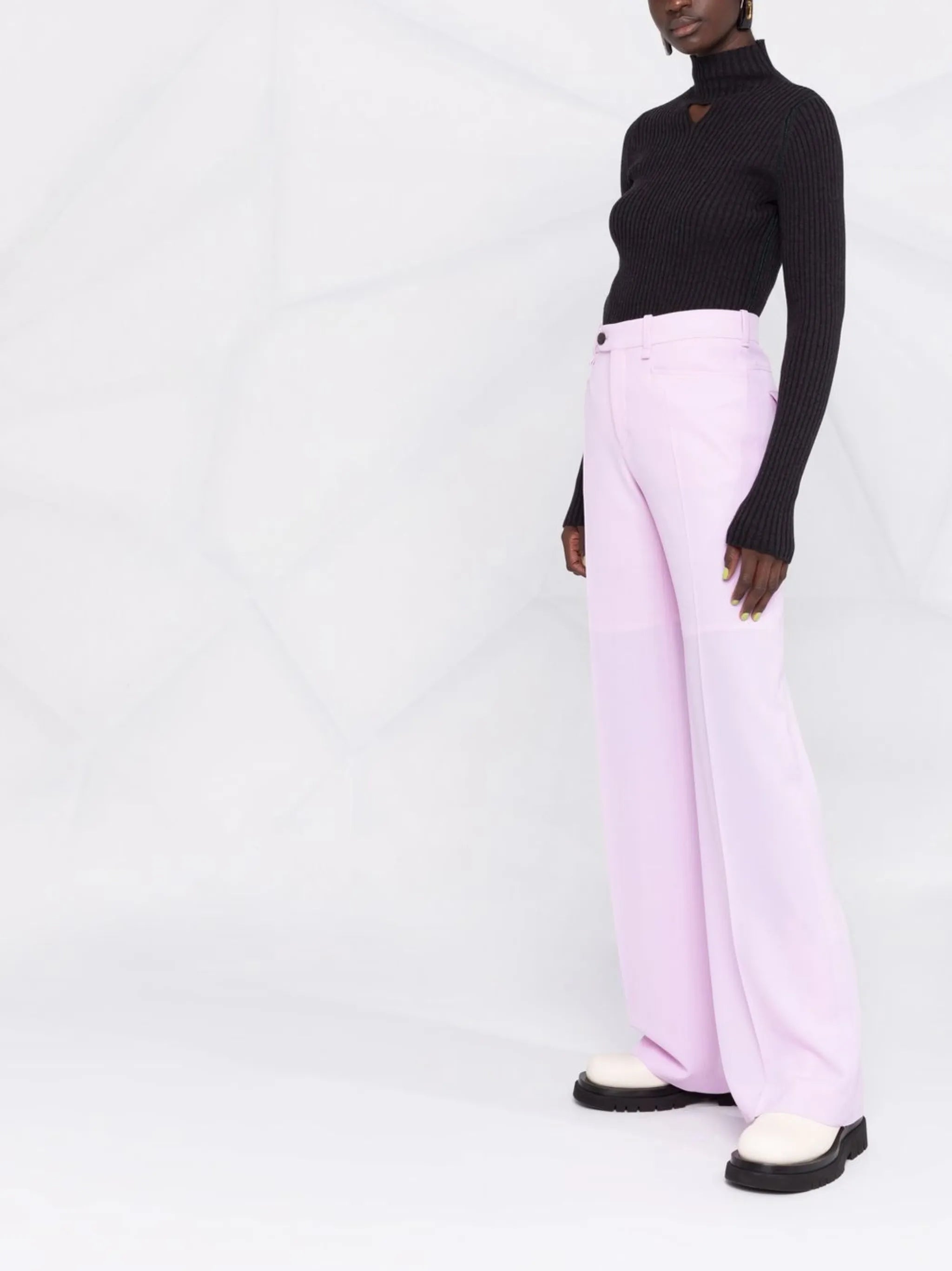 cutout-detail ribbed jumper