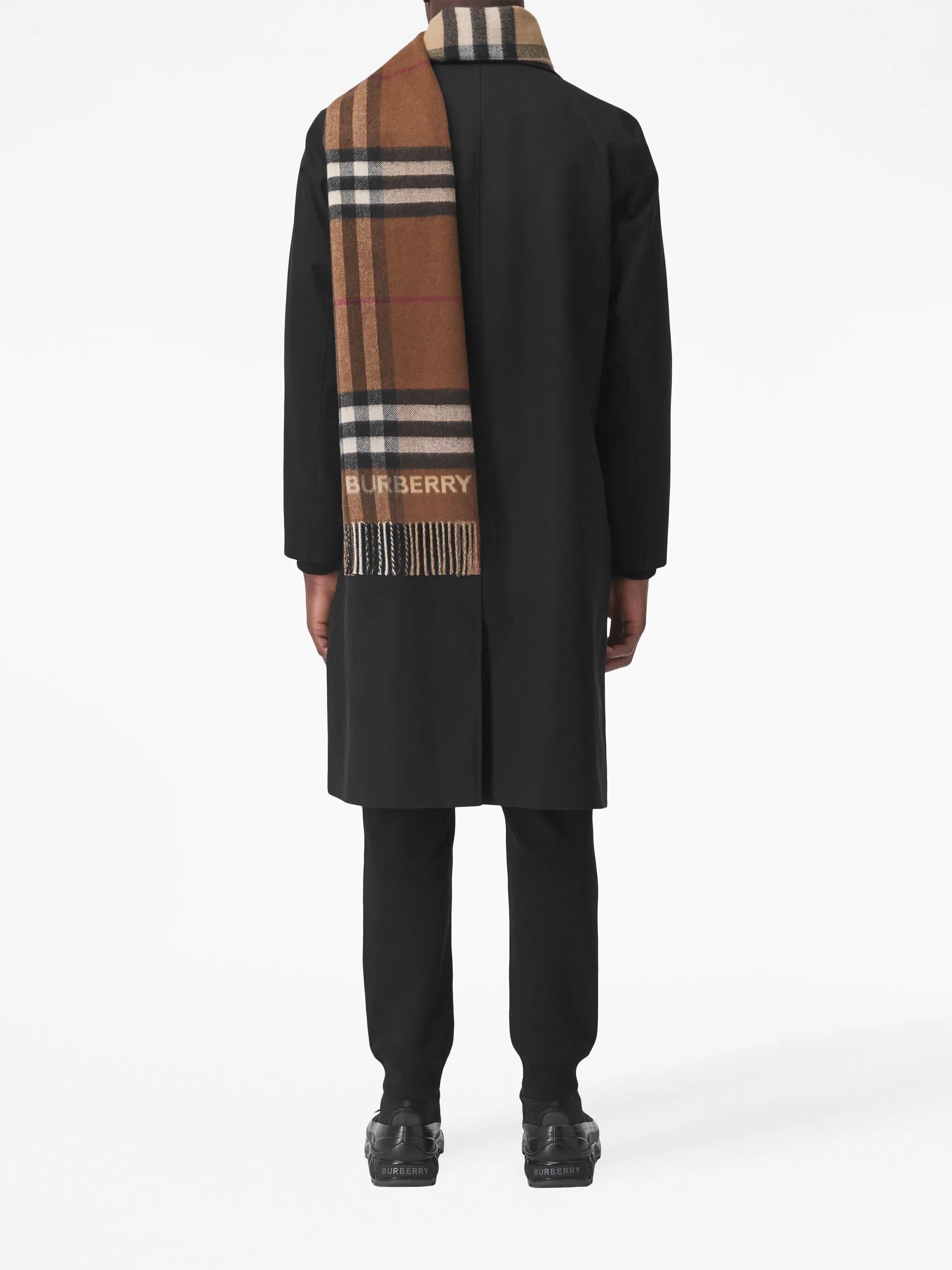two-tone checked cashmere scarf