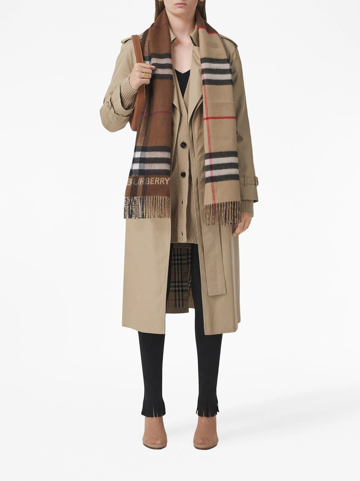 two-tone checked cashmere scarf