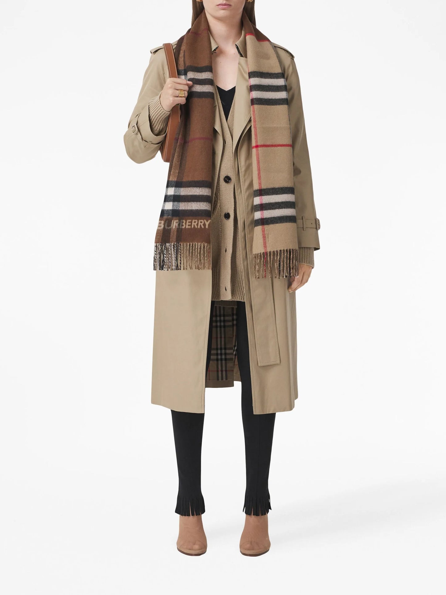 two-tone checked cashmere scarf