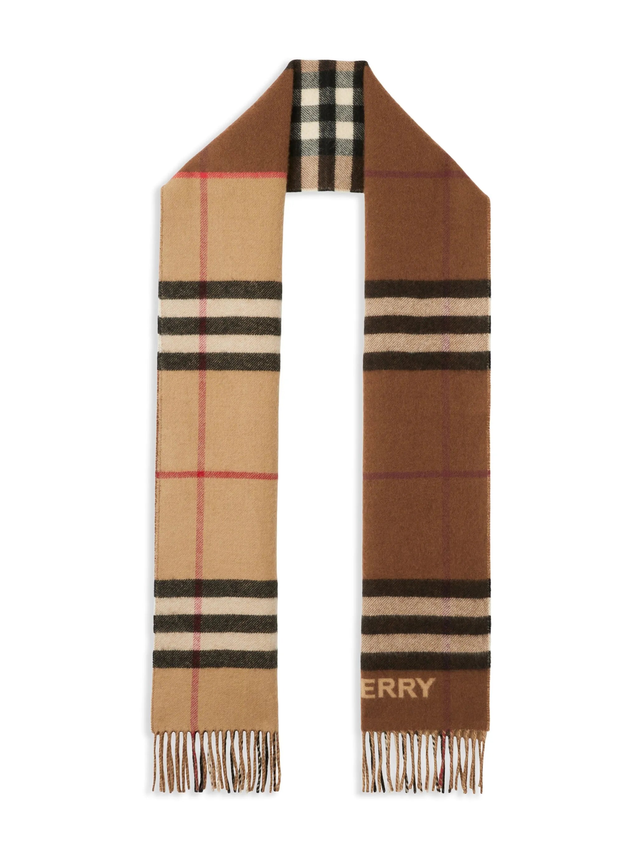 two-tone checked cashmere scarf