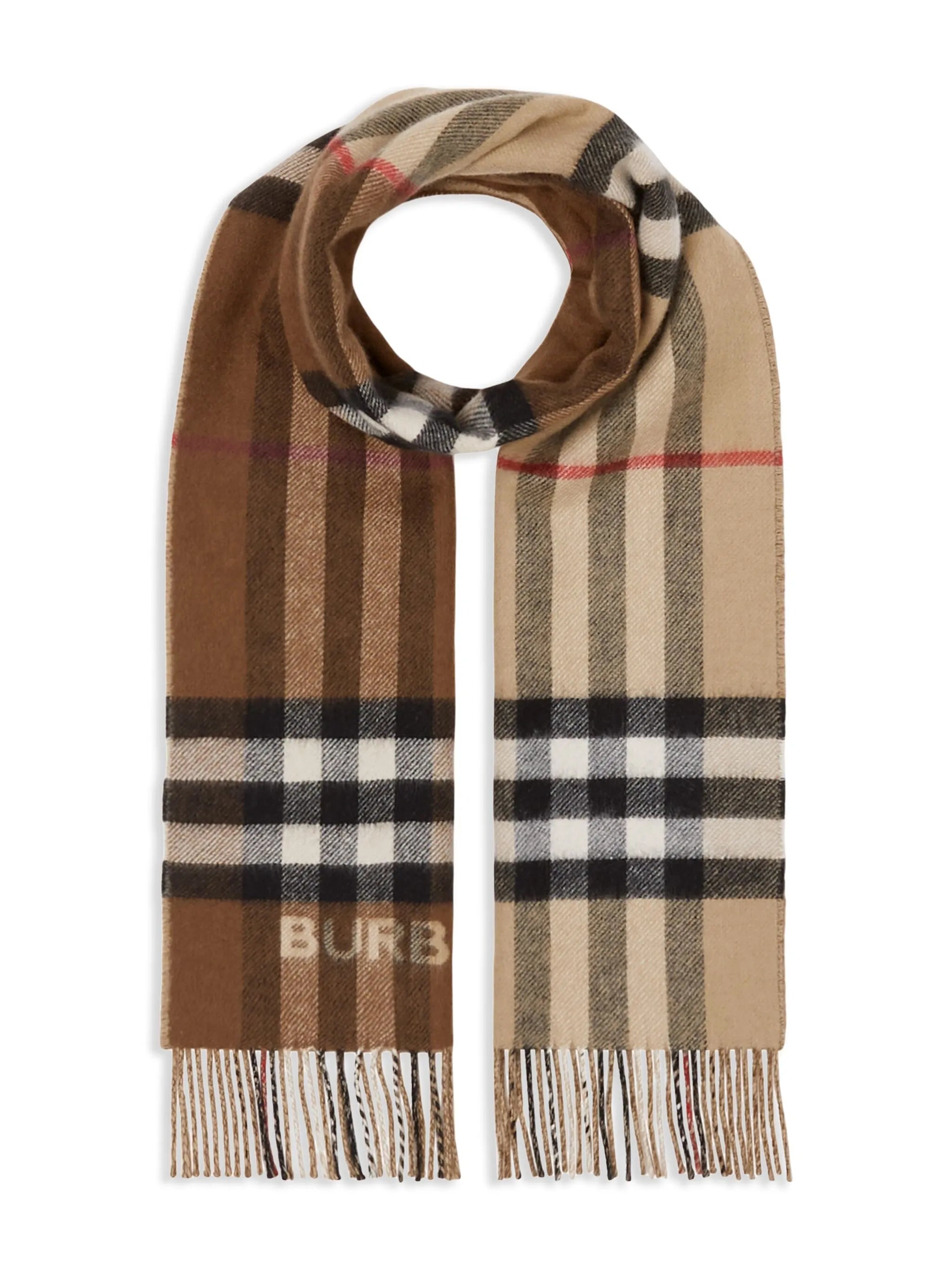 two-tone checked cashmere scarf