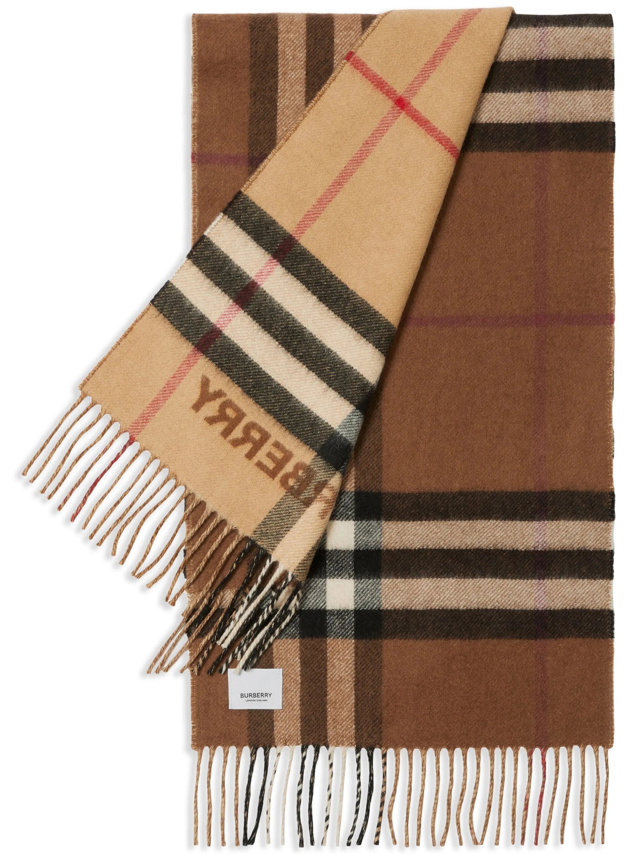 two-tone checked cashmere scarf