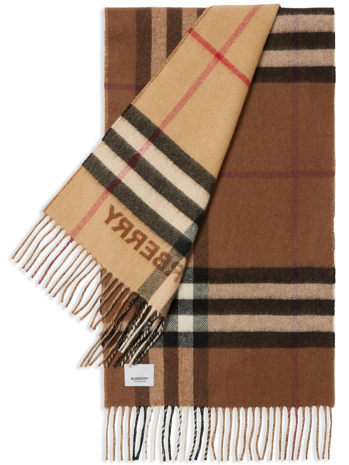 two-tone checked cashmere scarf