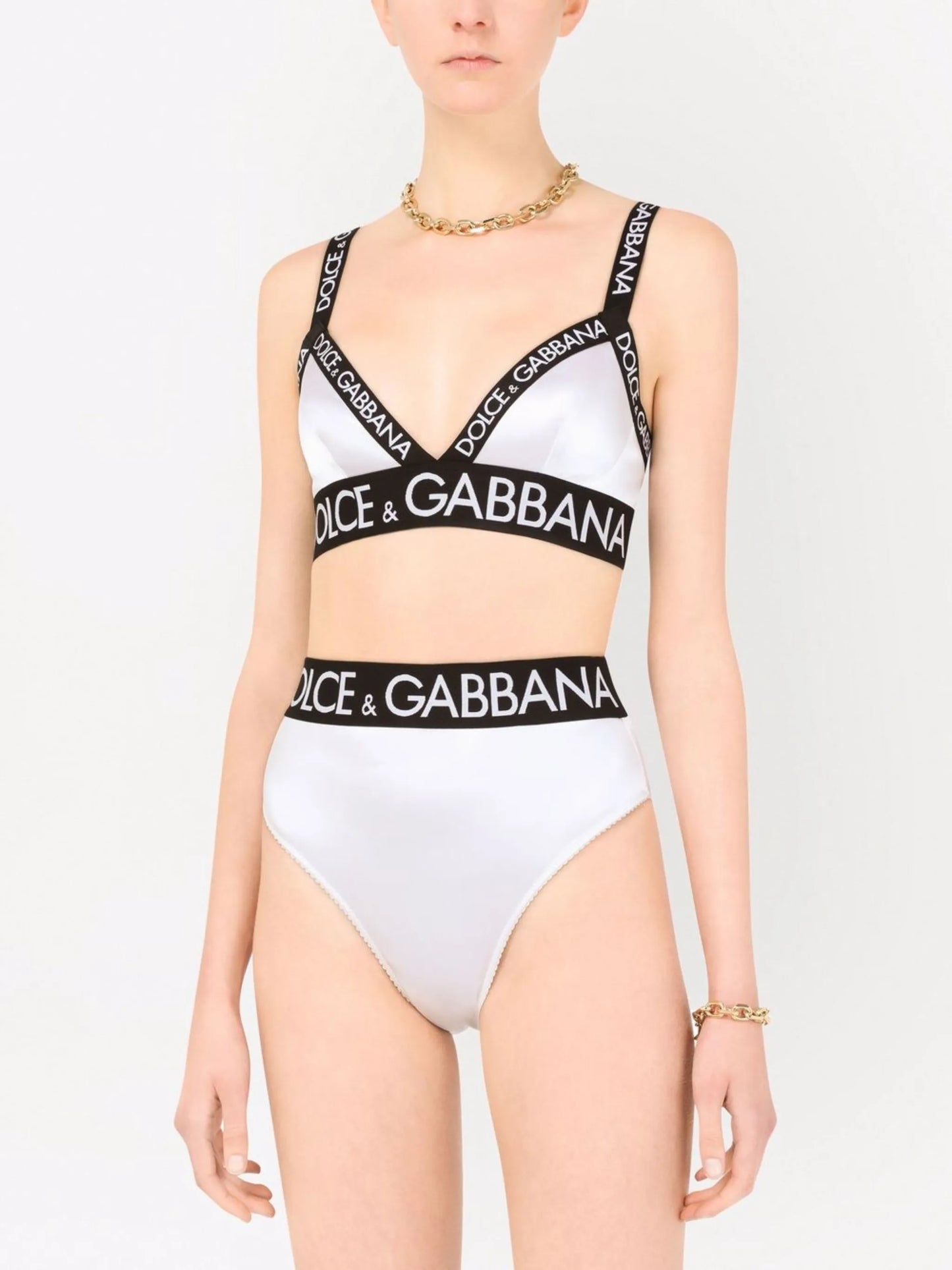 logo-tape satin triangle bra