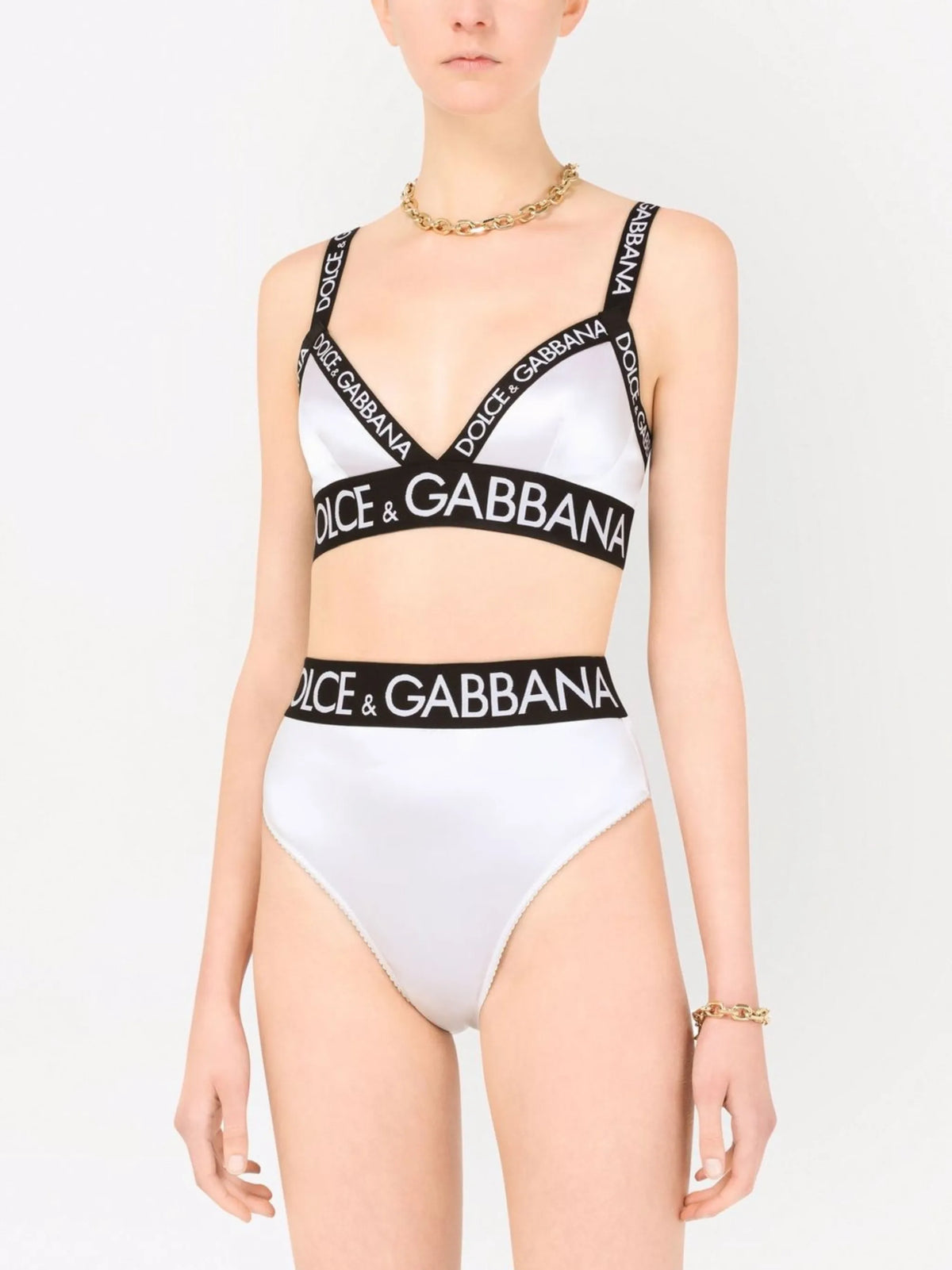 logo-tape satin triangle bra