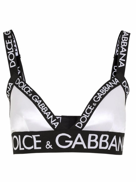 logo-tape satin triangle bra
