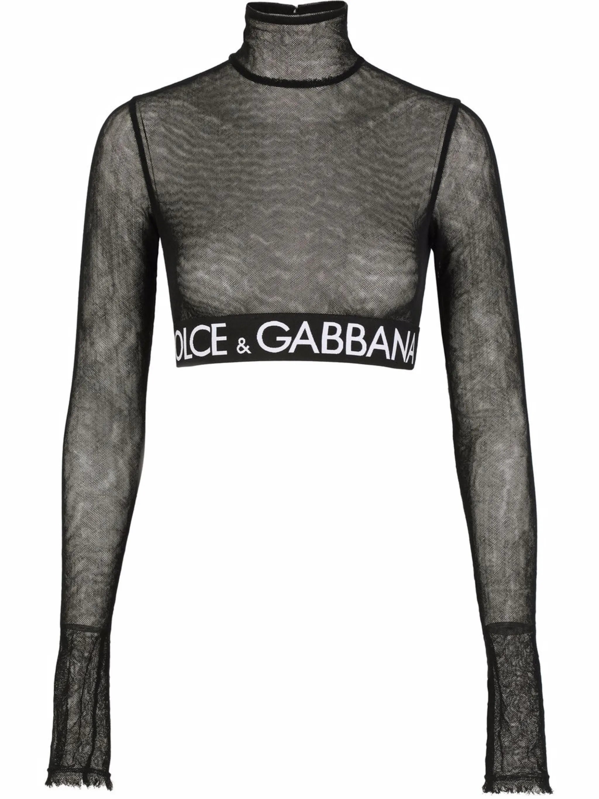 logo-underband tulle crop top