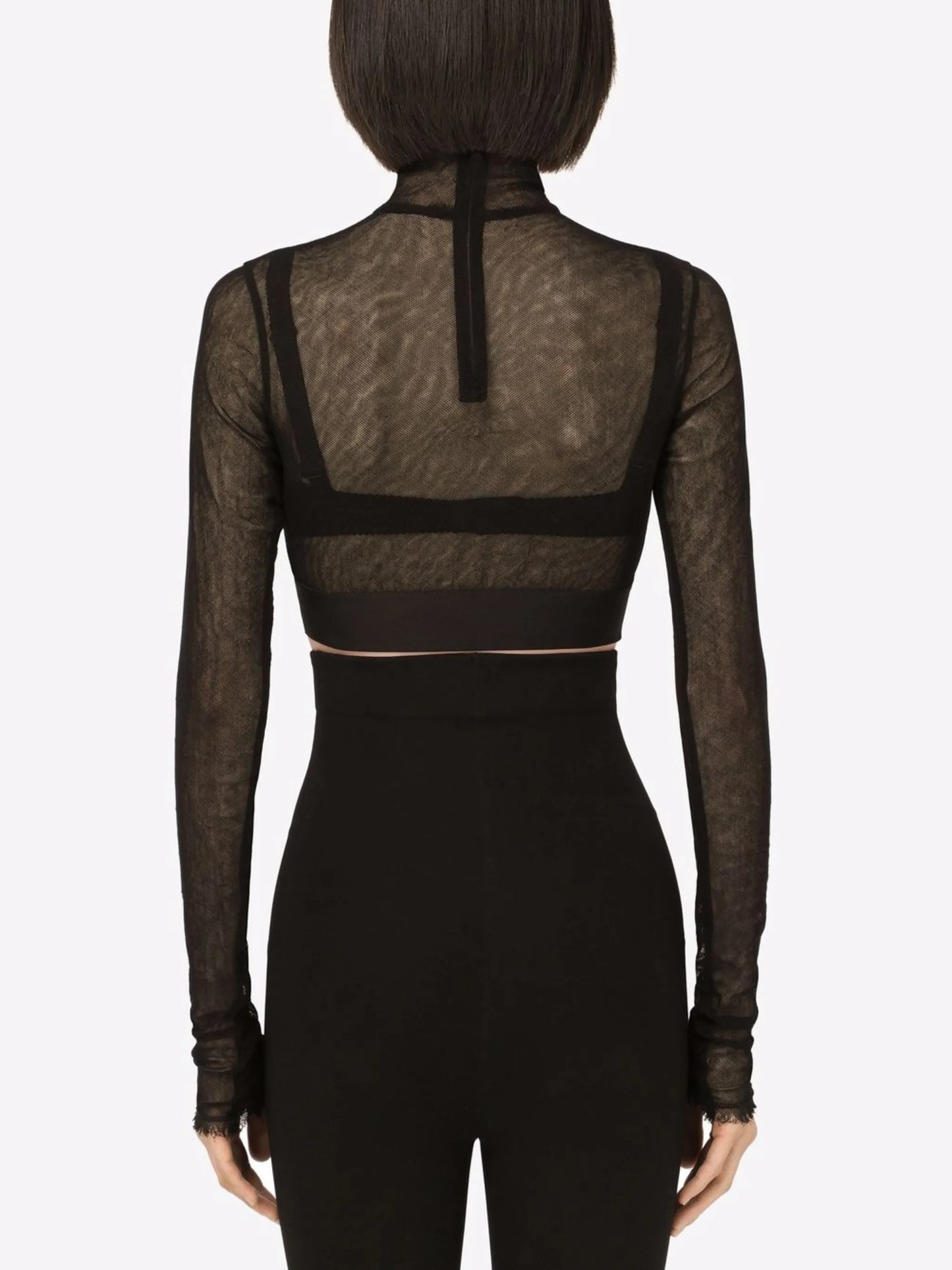 logo-underband tulle crop top