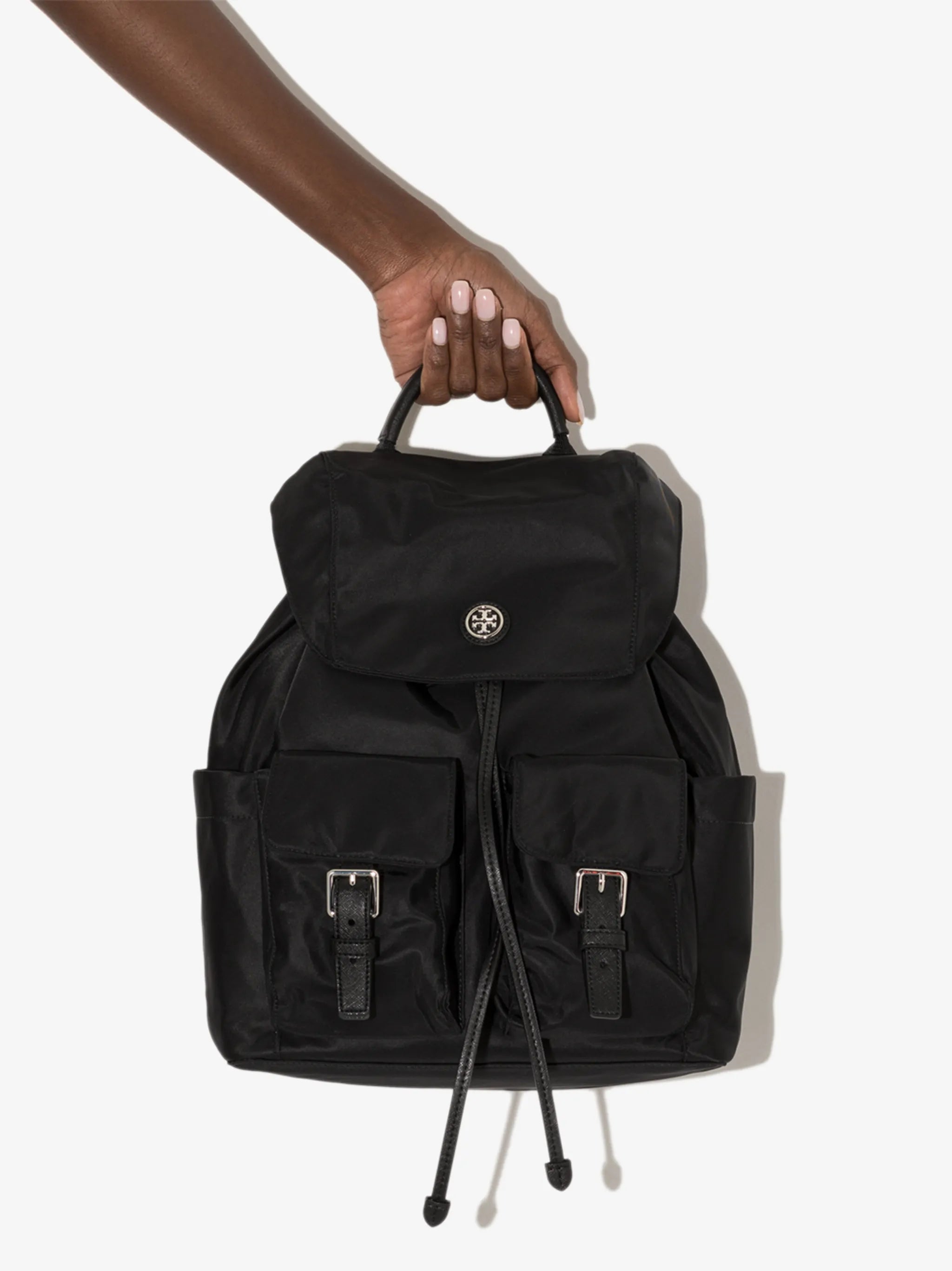 recycled nylon flap backpack
