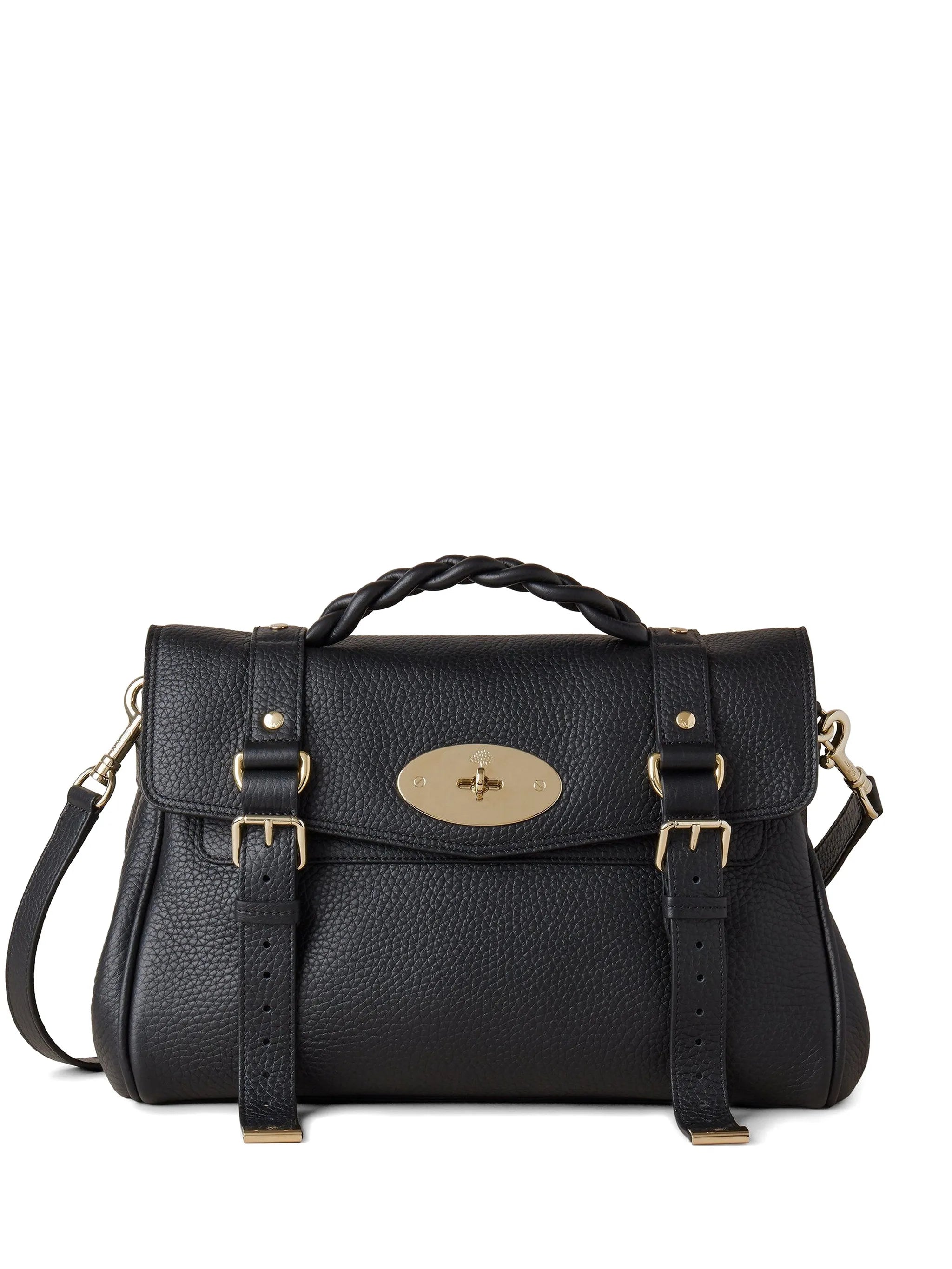 Alexa braided handle buckle tote bag