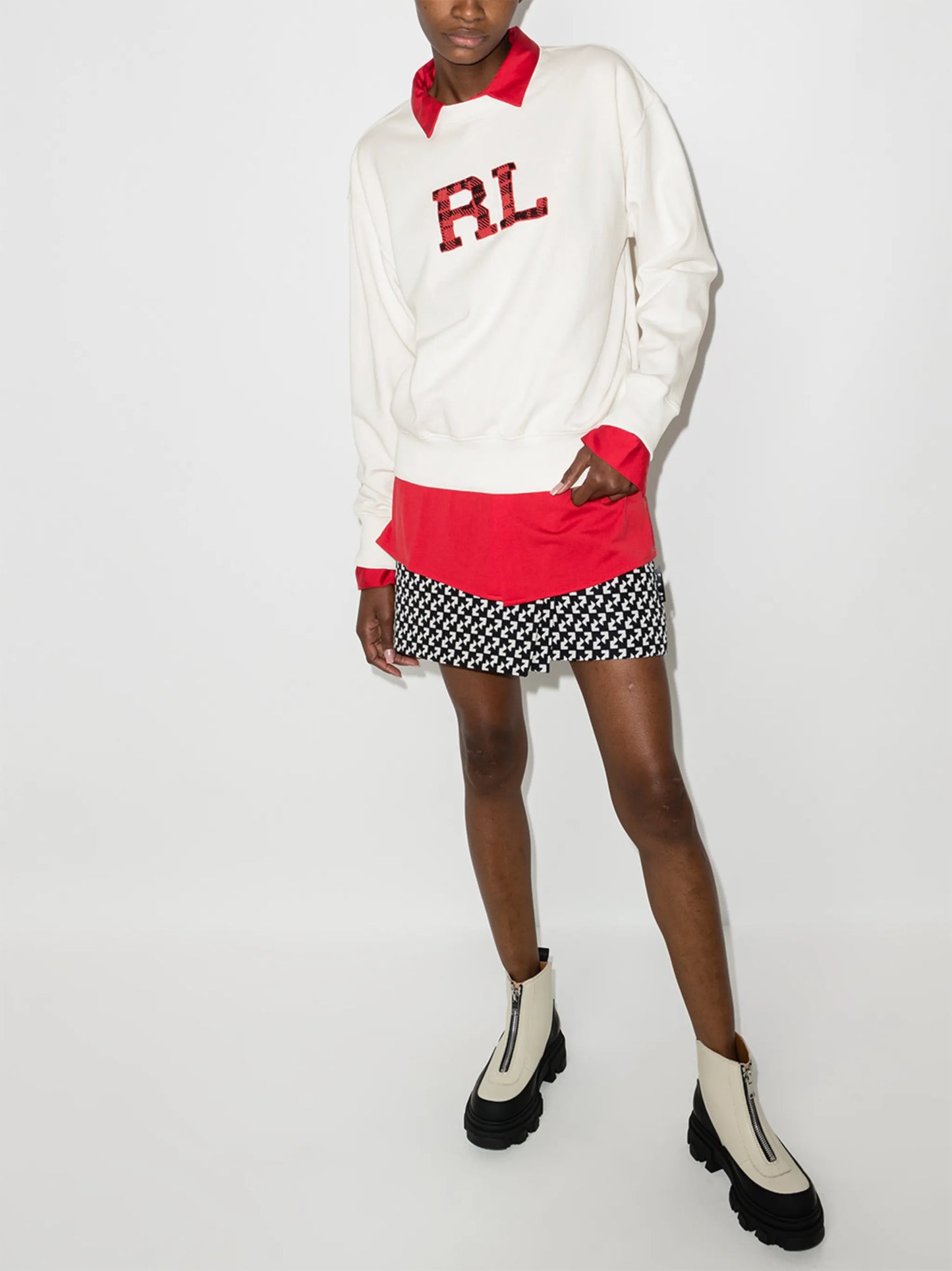beaded logo cotton sweatshirt