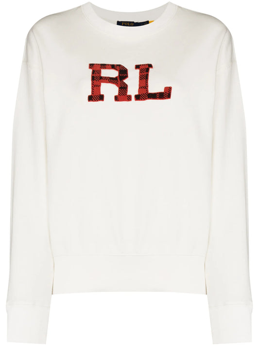 beaded logo cotton sweatshirt