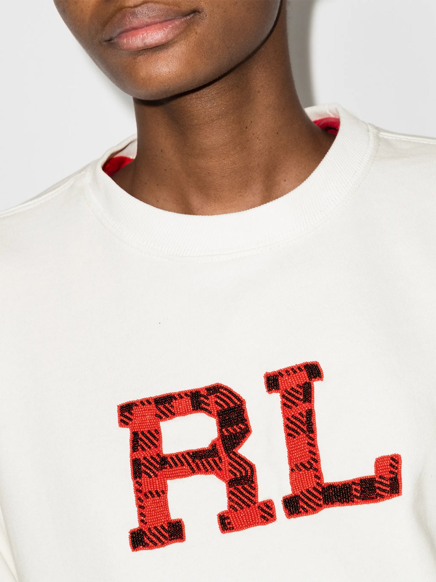 beaded logo cotton sweatshirt