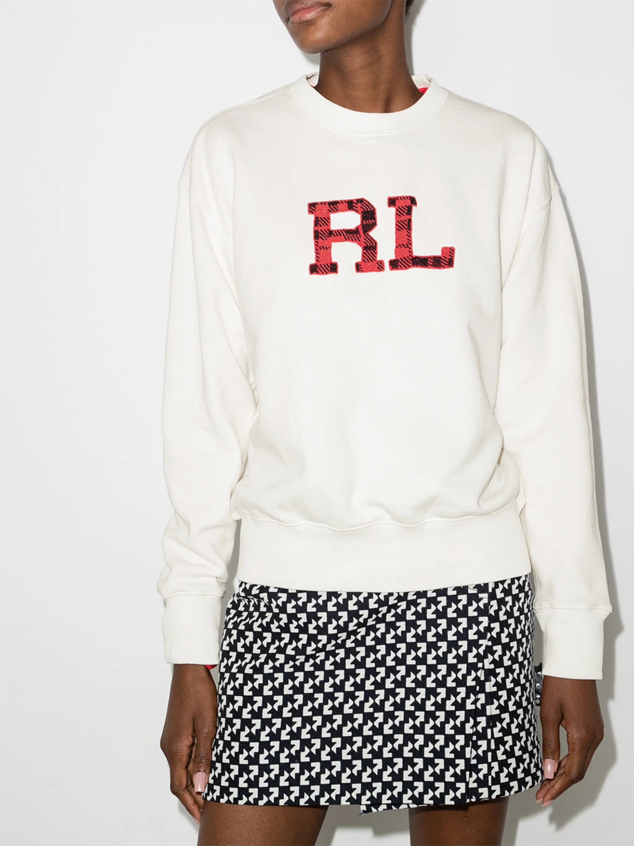beaded logo cotton sweatshirt