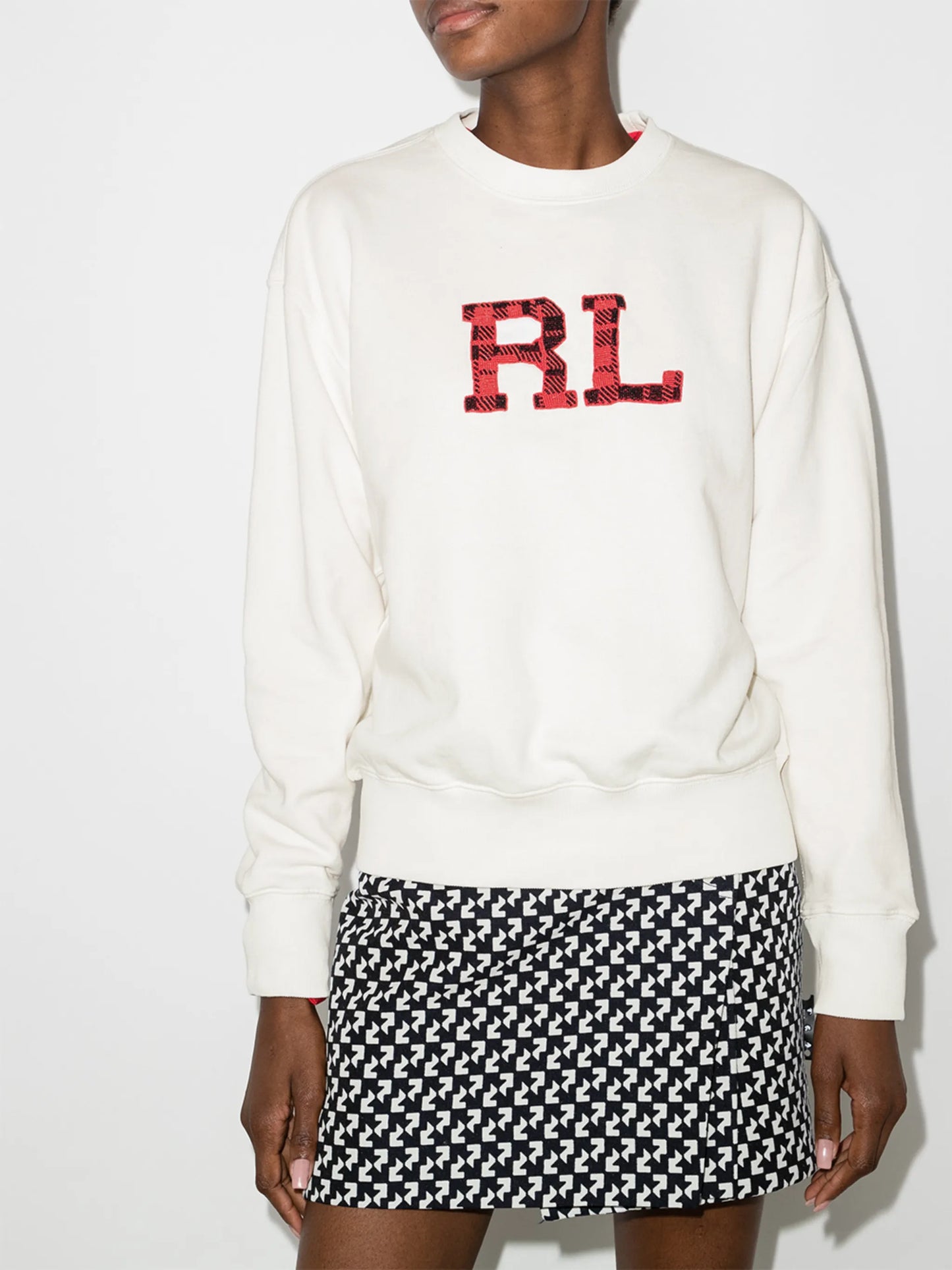beaded logo cotton sweatshirt