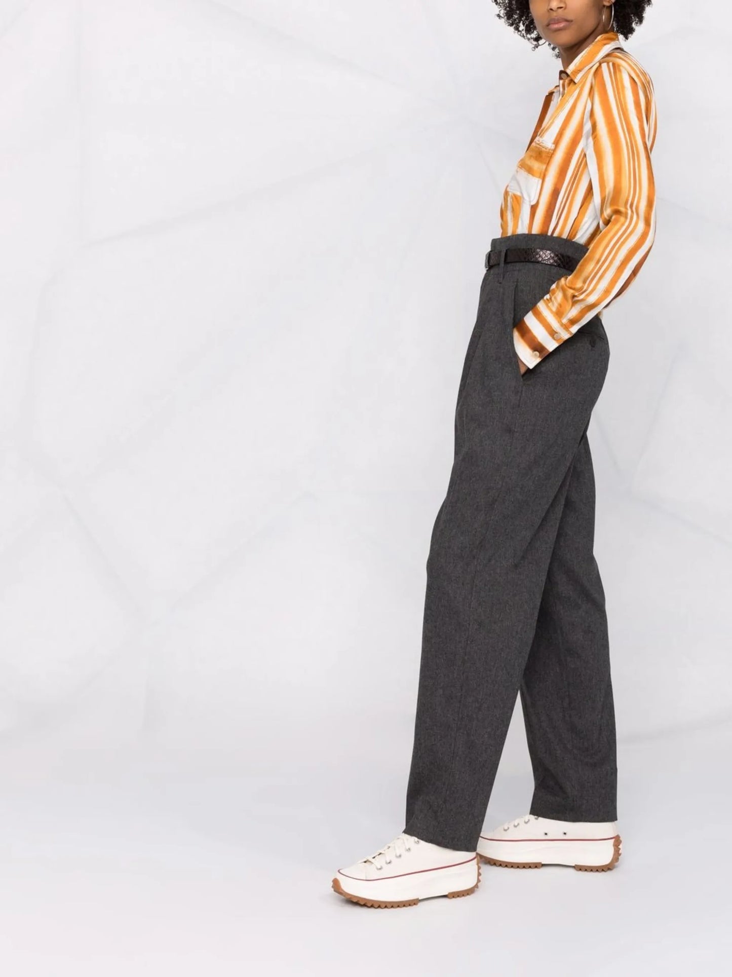 high-waisted suit trousers