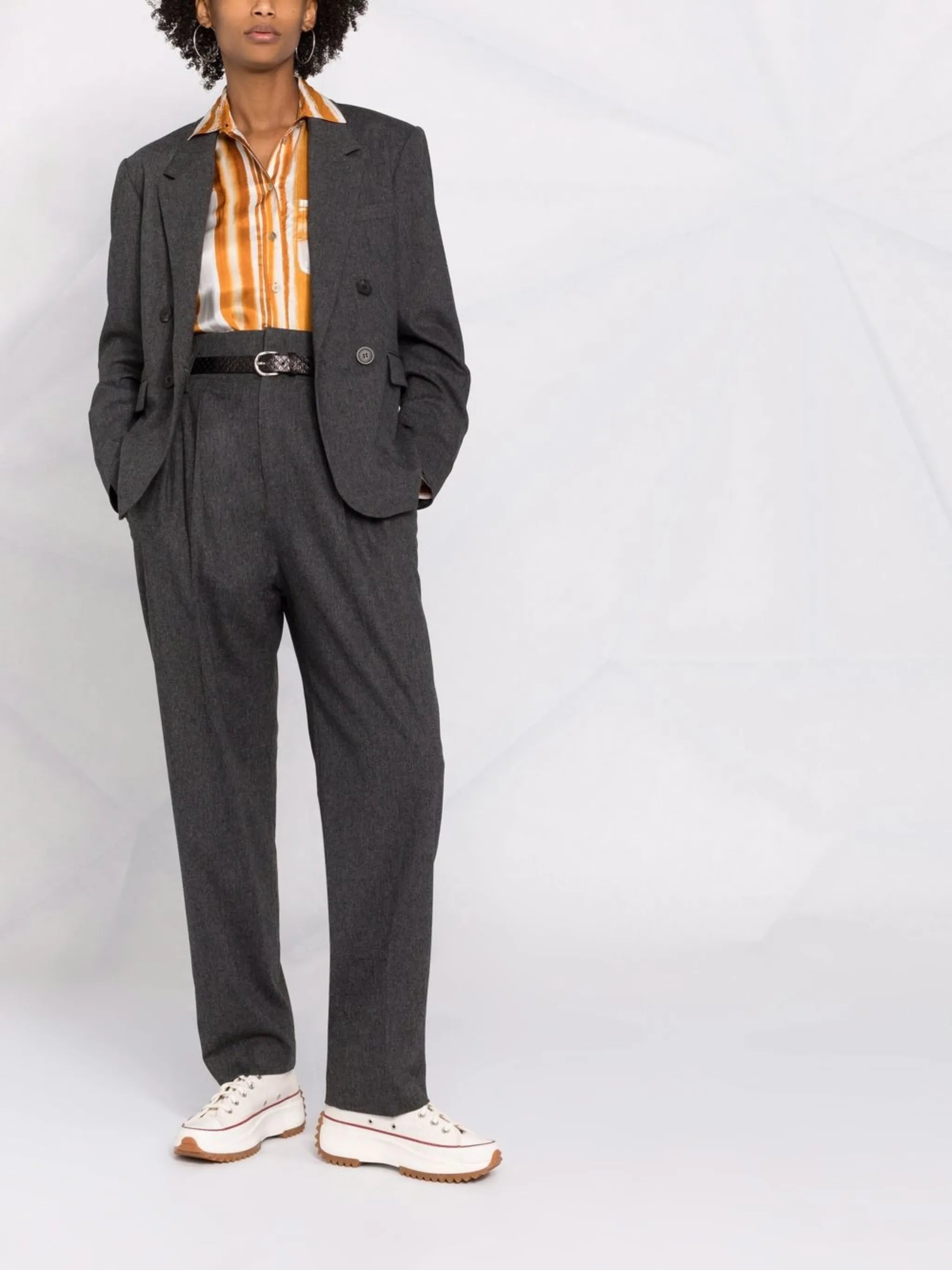high-waisted suit trousers