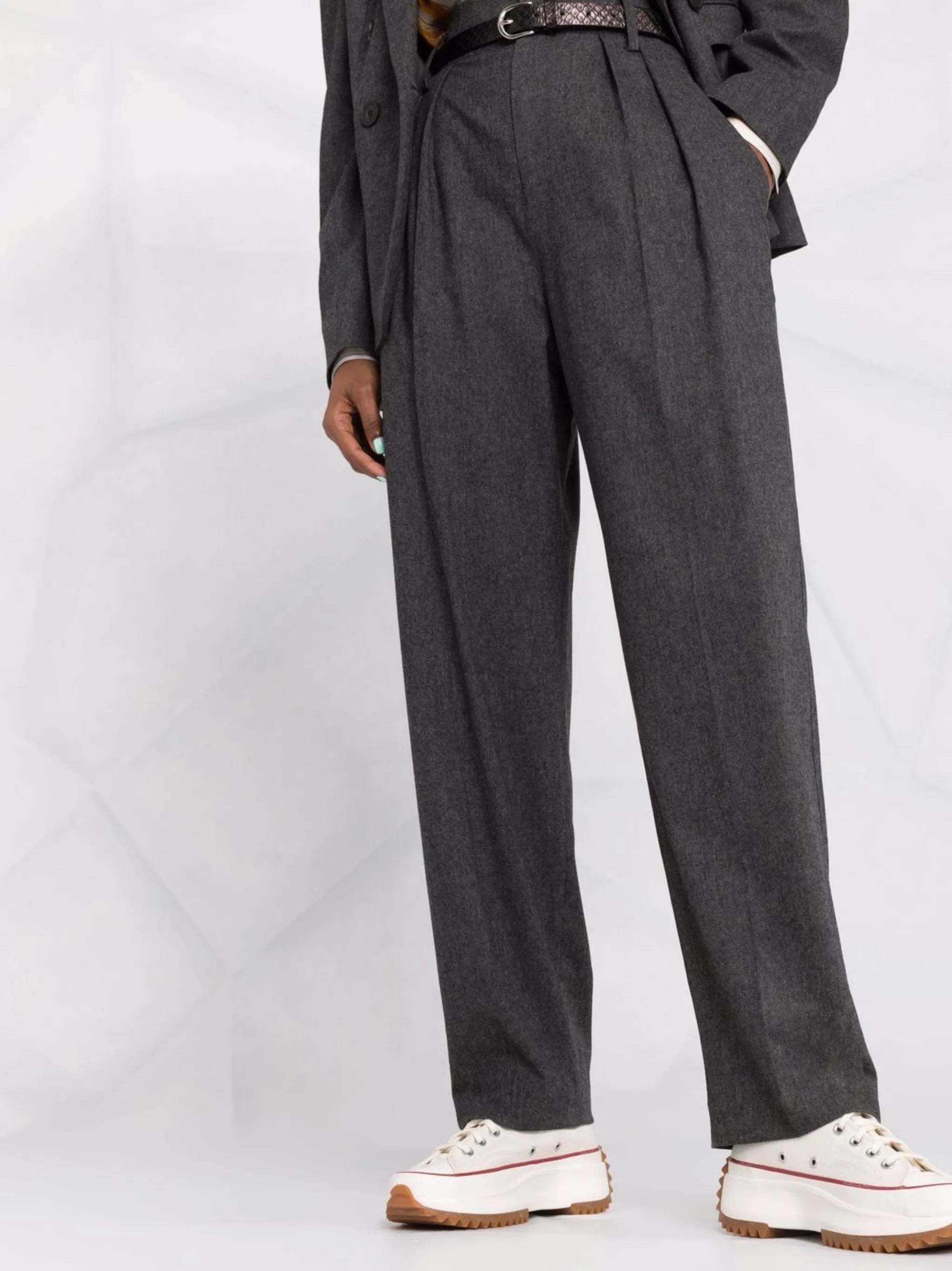 high-waisted suit trousers