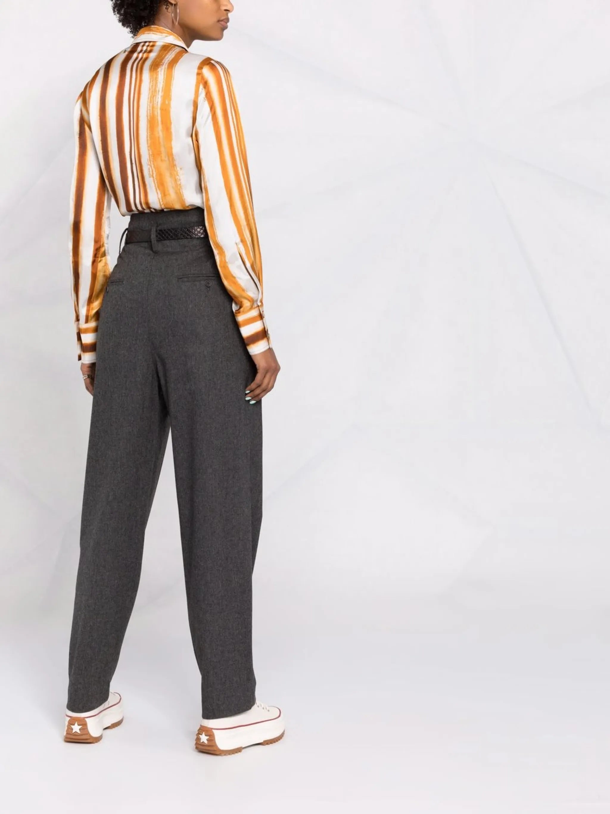 high-waisted suit trousers